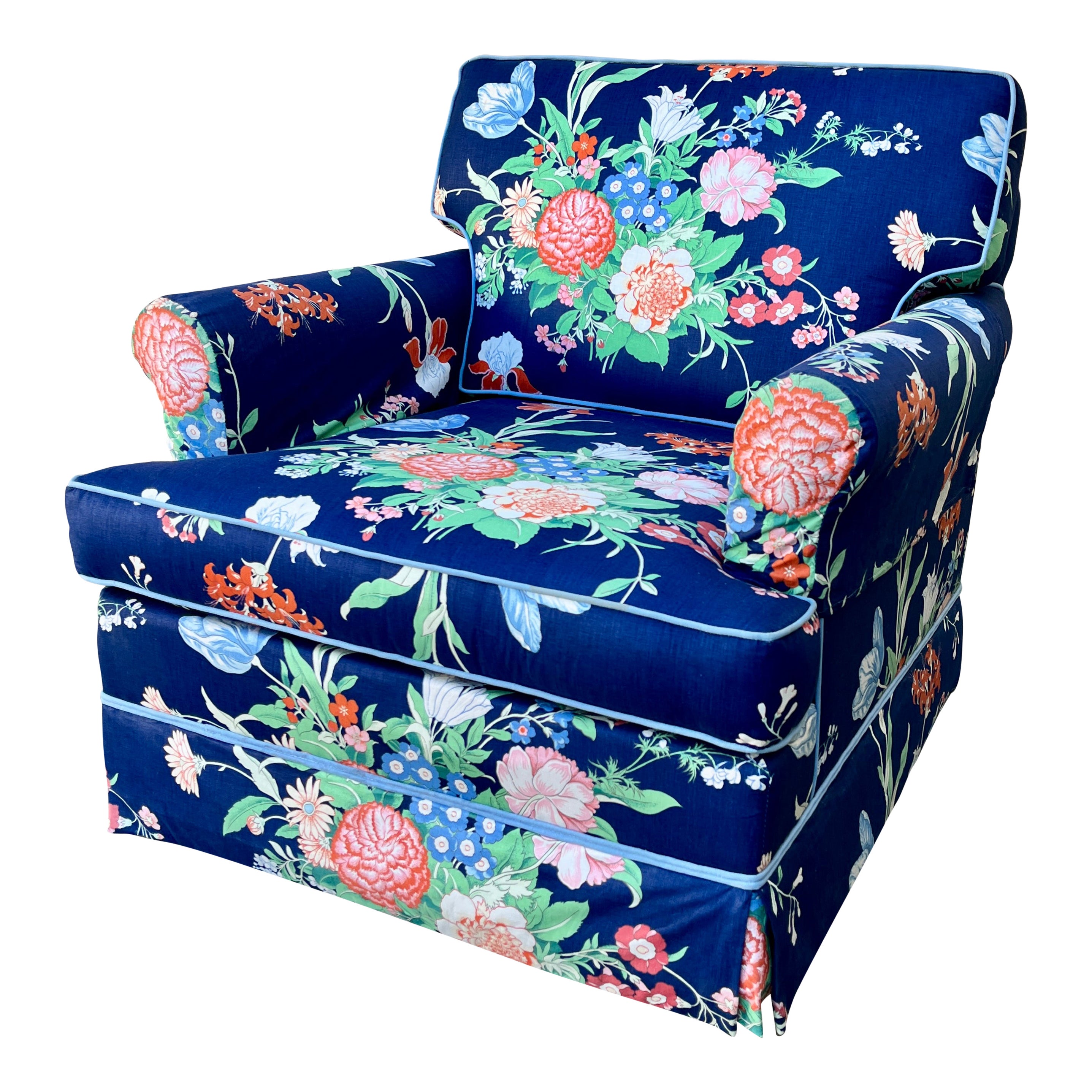 Floral Print Upholstered Lounge Chair. Circa 1970s