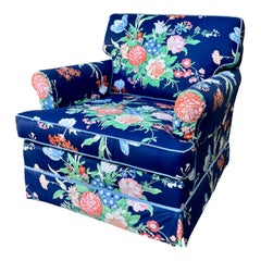 Floral Print Upholstered Lounge Chair. Circa 1970s