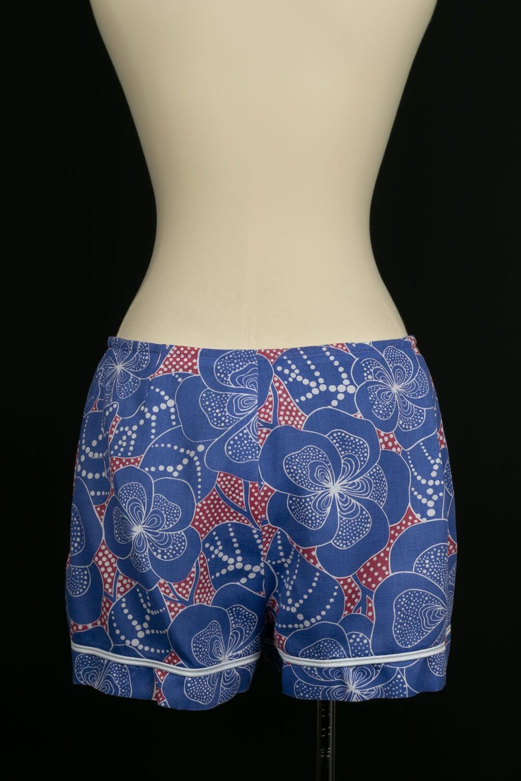 Floral Printed Cotton Top and Shorts Set, 1960s For Sale 1