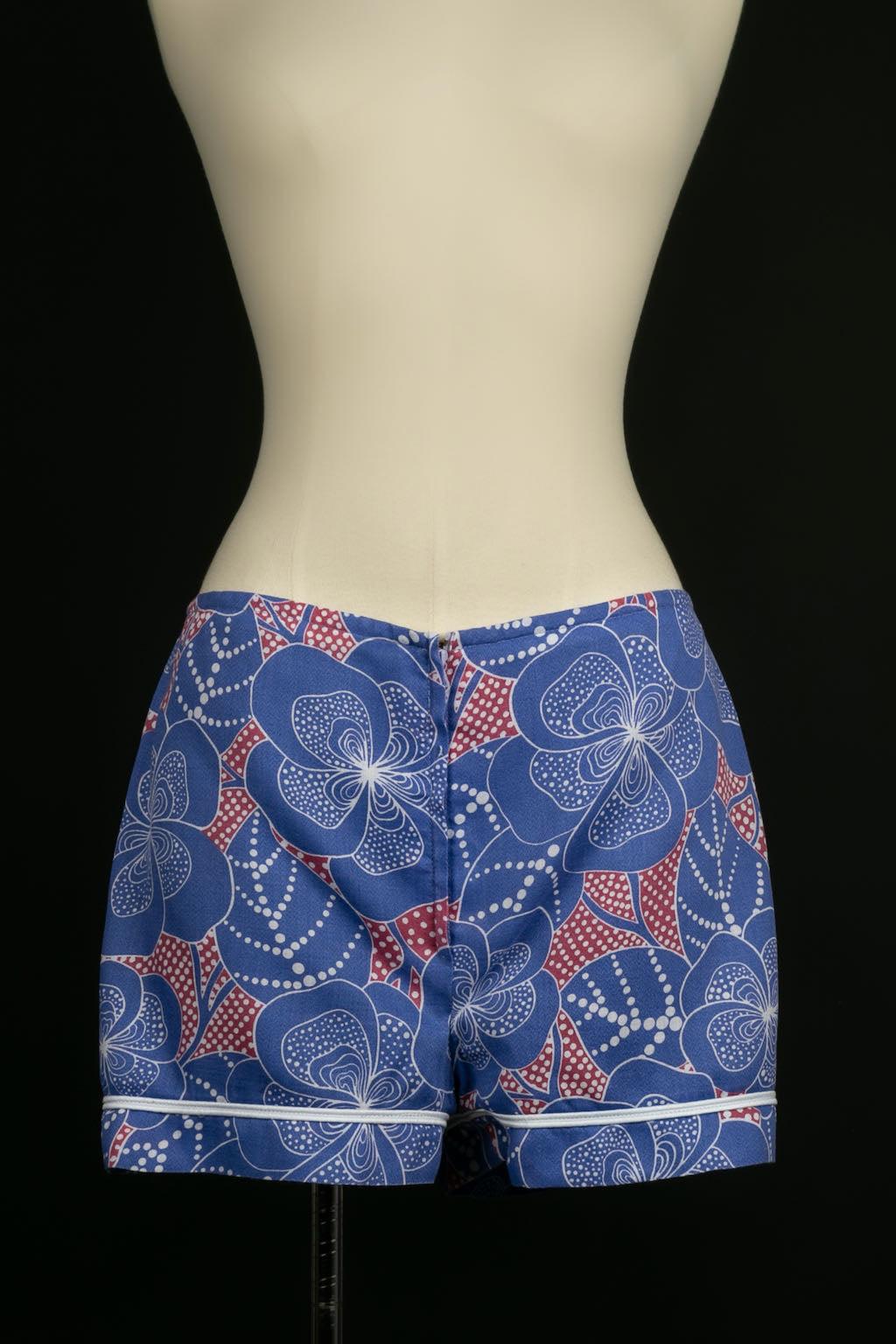 Floral Printed Cotton Top and Shorts Set, 1960s For Sale 3