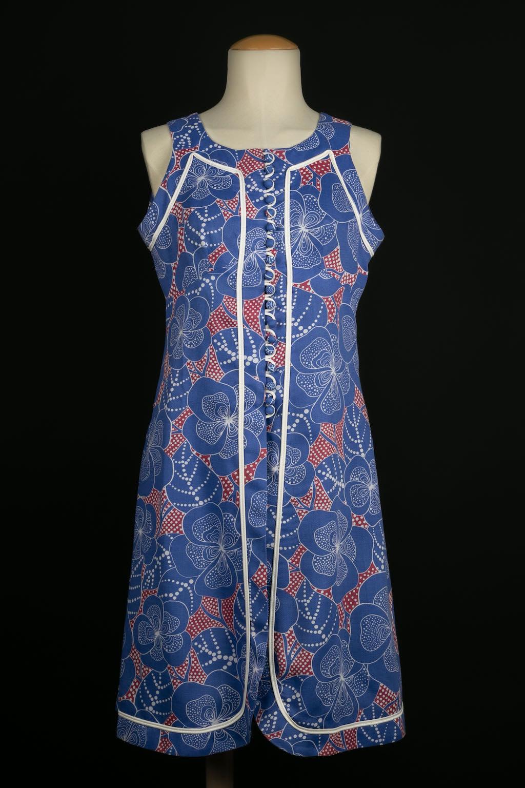 Floral Printed Cotton Top and Shorts Set, 1960s For Sale 4