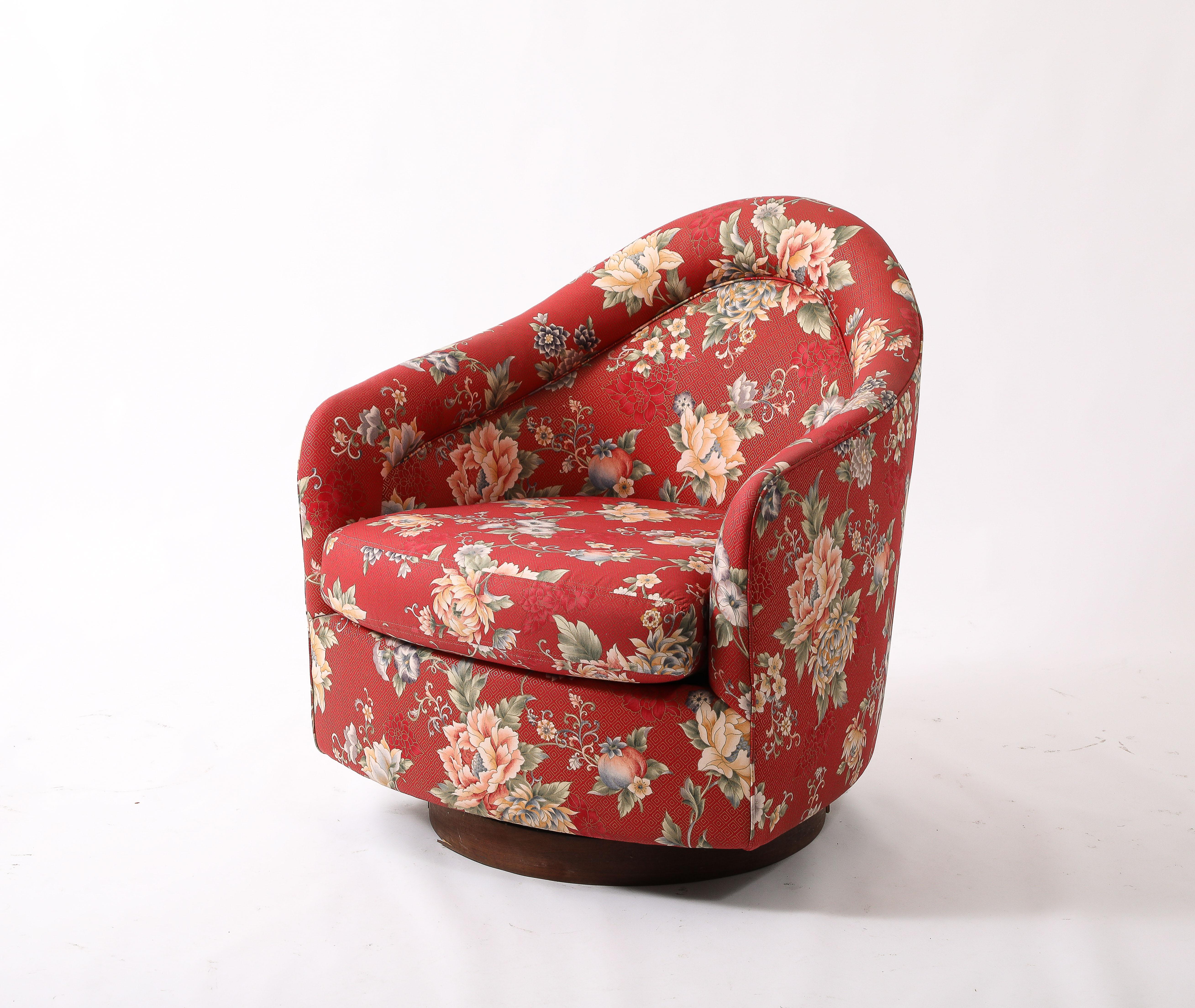 Floral Red Barrel Chairs  by Adrian Pearsall, USA 1950's For Sale 3