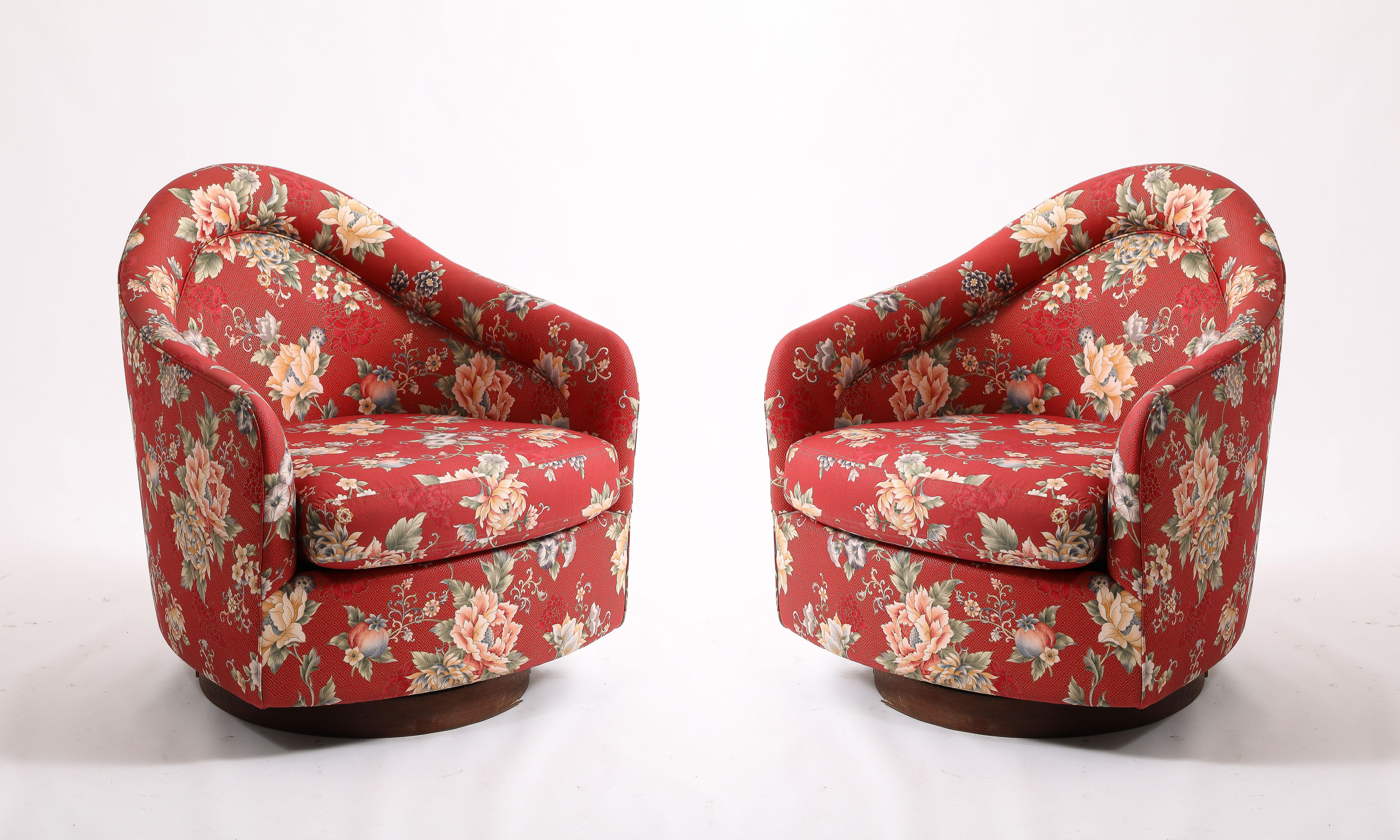 Floral Red Barrel Chairs  by Adrian Pearsall, USA 1950's For Sale 4