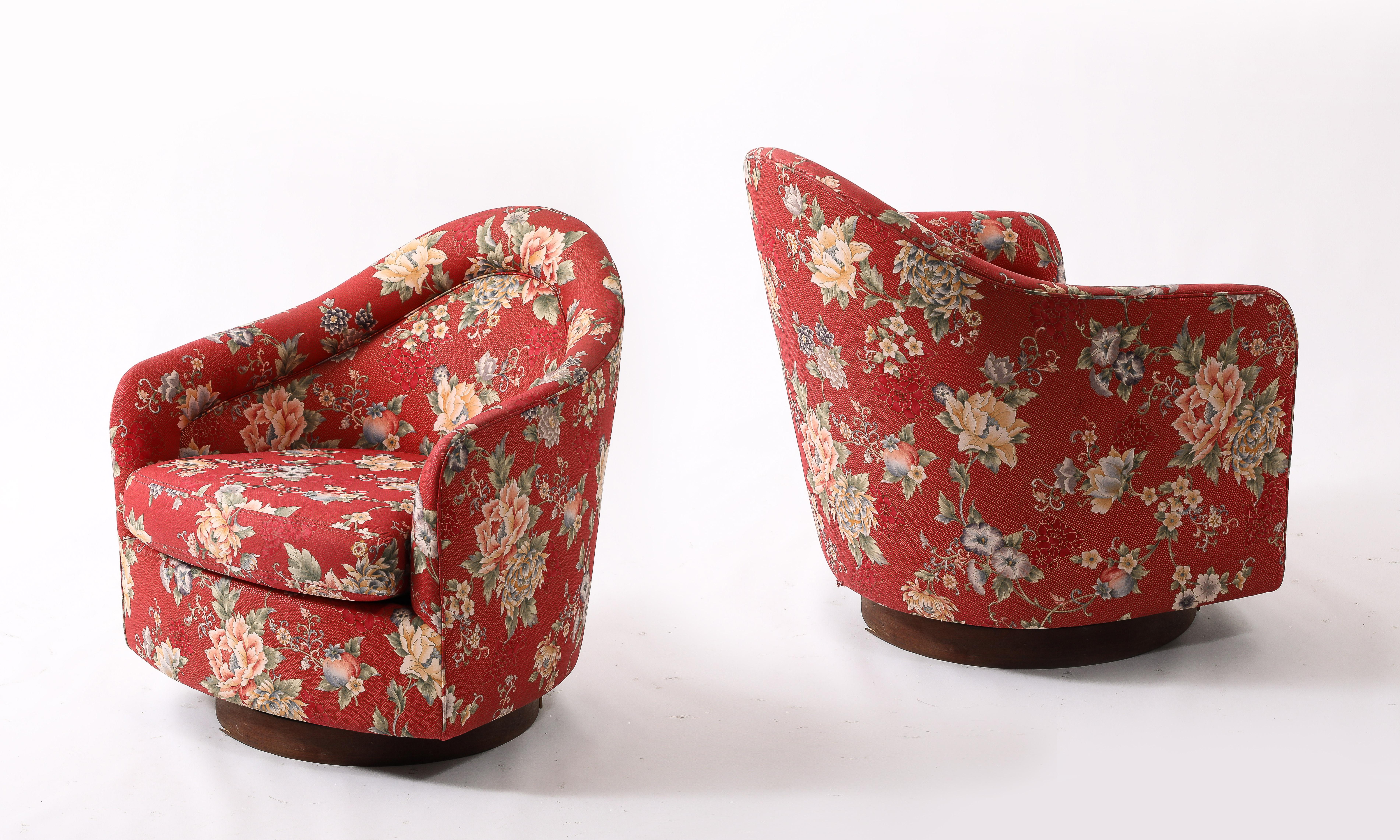 Floral Red Barrel Chairs  by Adrian Pearsall, USA 1950's For Sale 5