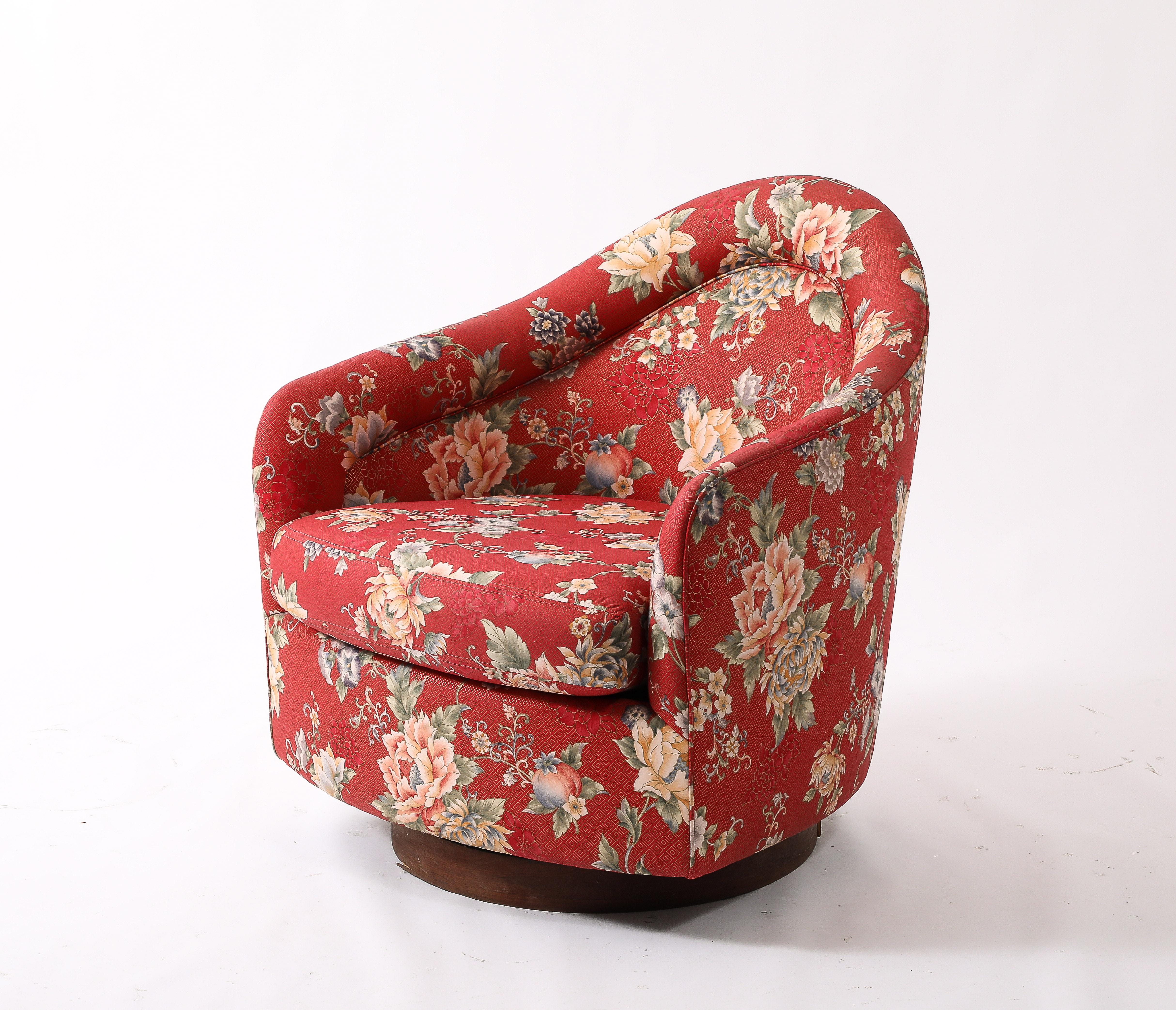 Floral Red Barrel Chairs  by Adrian Pearsall, USA 1950's For Sale 6