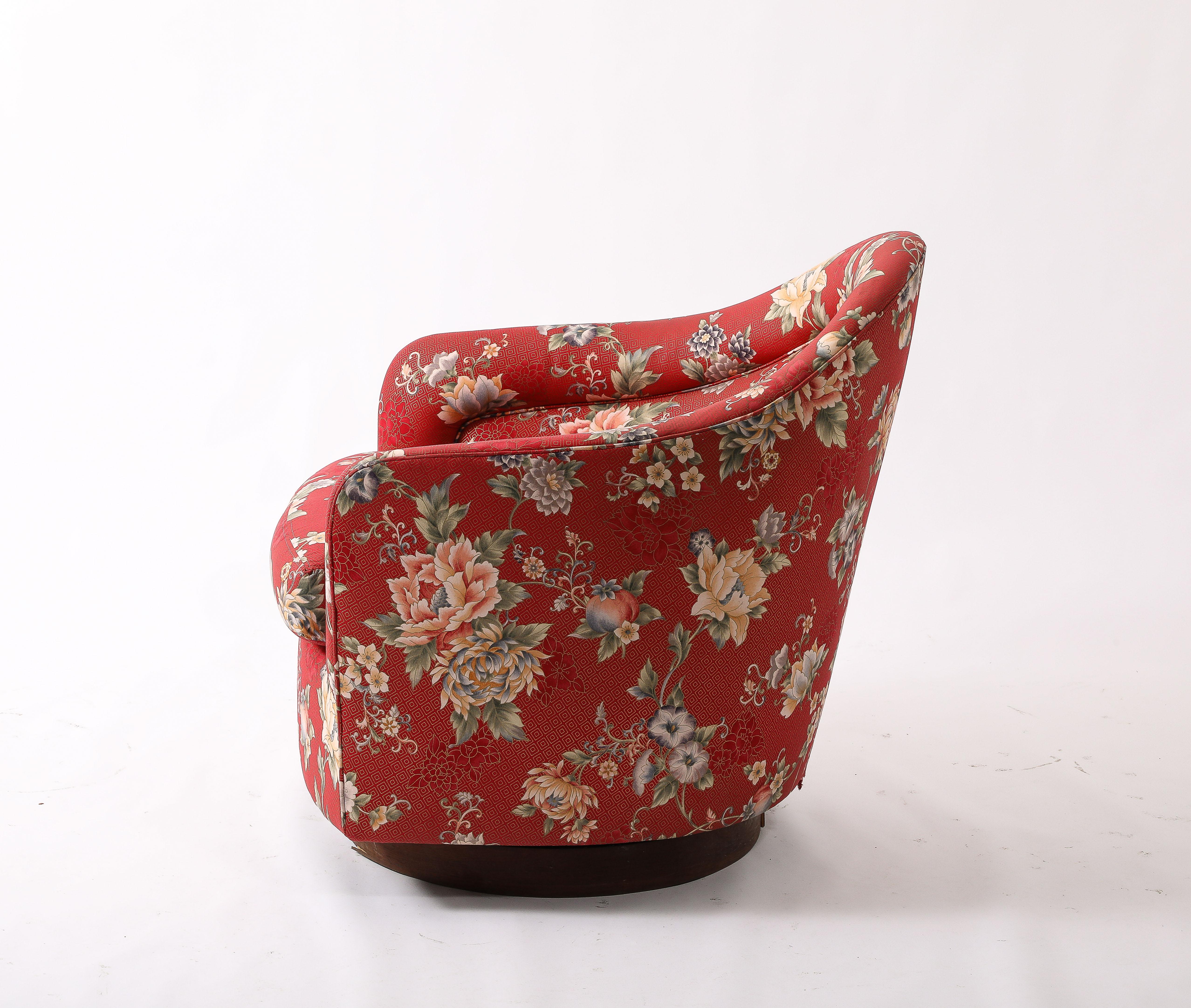 Floral Red Barrel Chairs  by Adrian Pearsall, USA 1950's For Sale 7