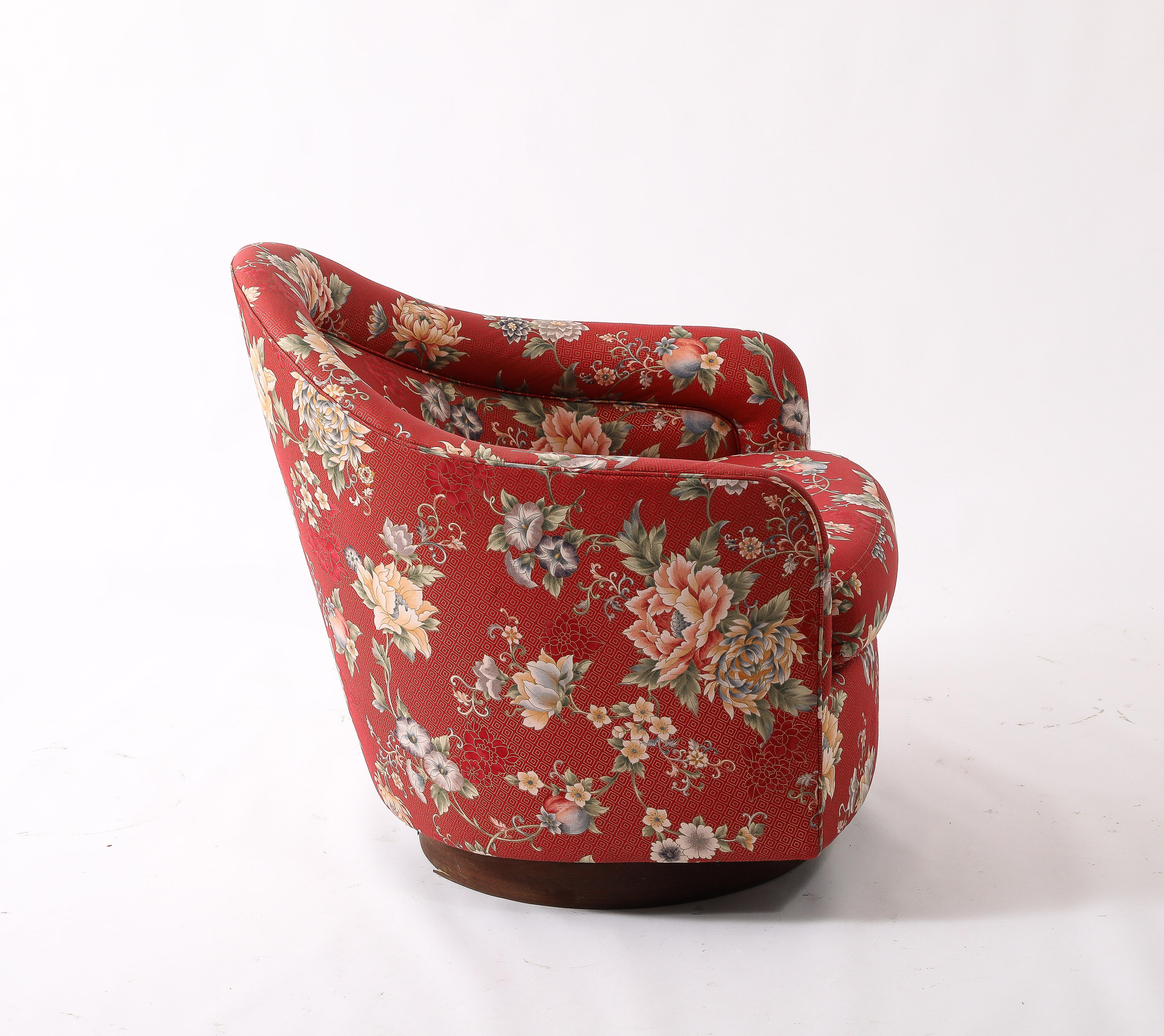 Floral Red Barrel Chairs  by Adrian Pearsall, USA 1950's In Good Condition For Sale In New York, NY