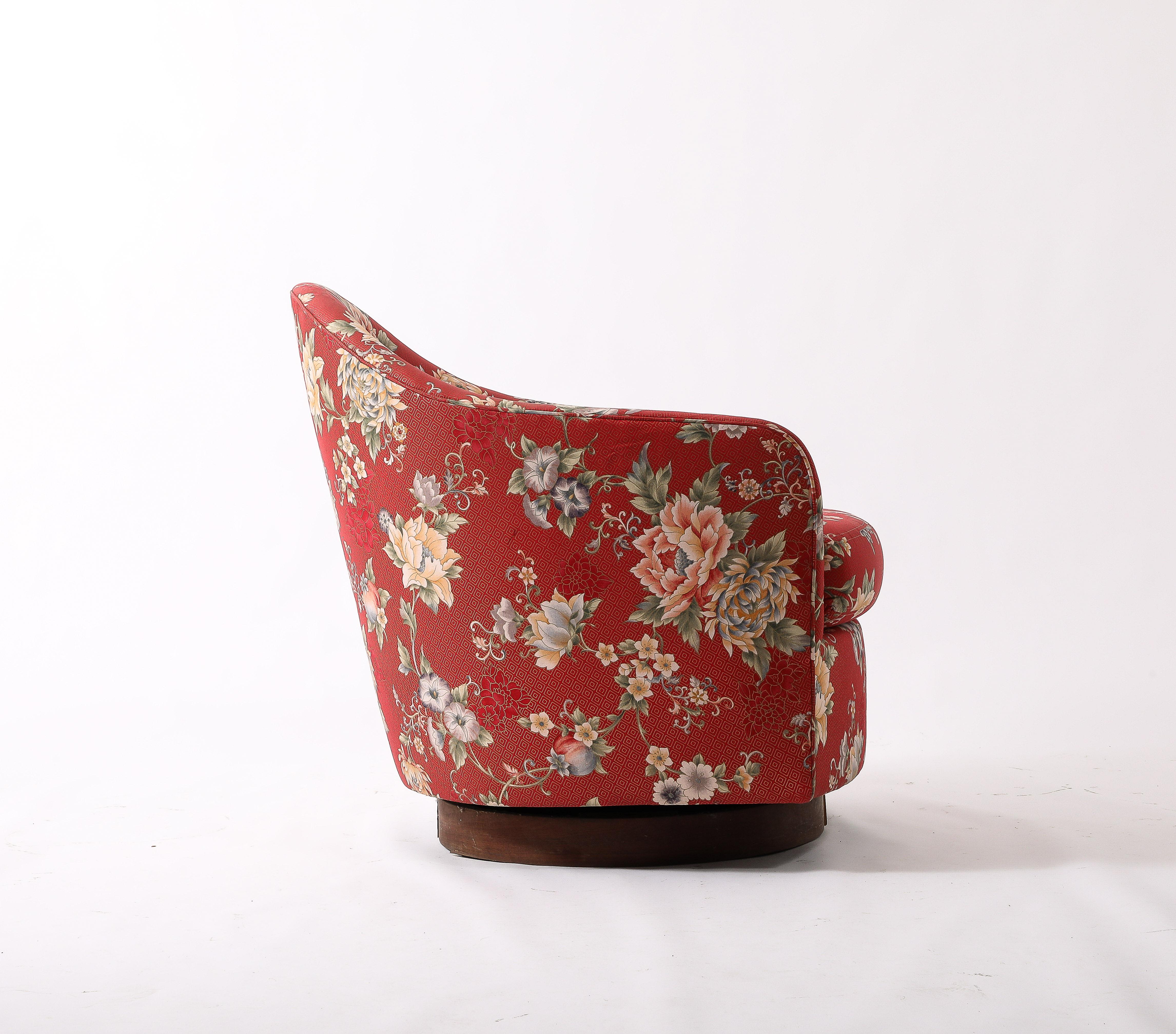 20th Century Floral Red Barrel Chairs  by Adrian Pearsall, USA 1950's For Sale