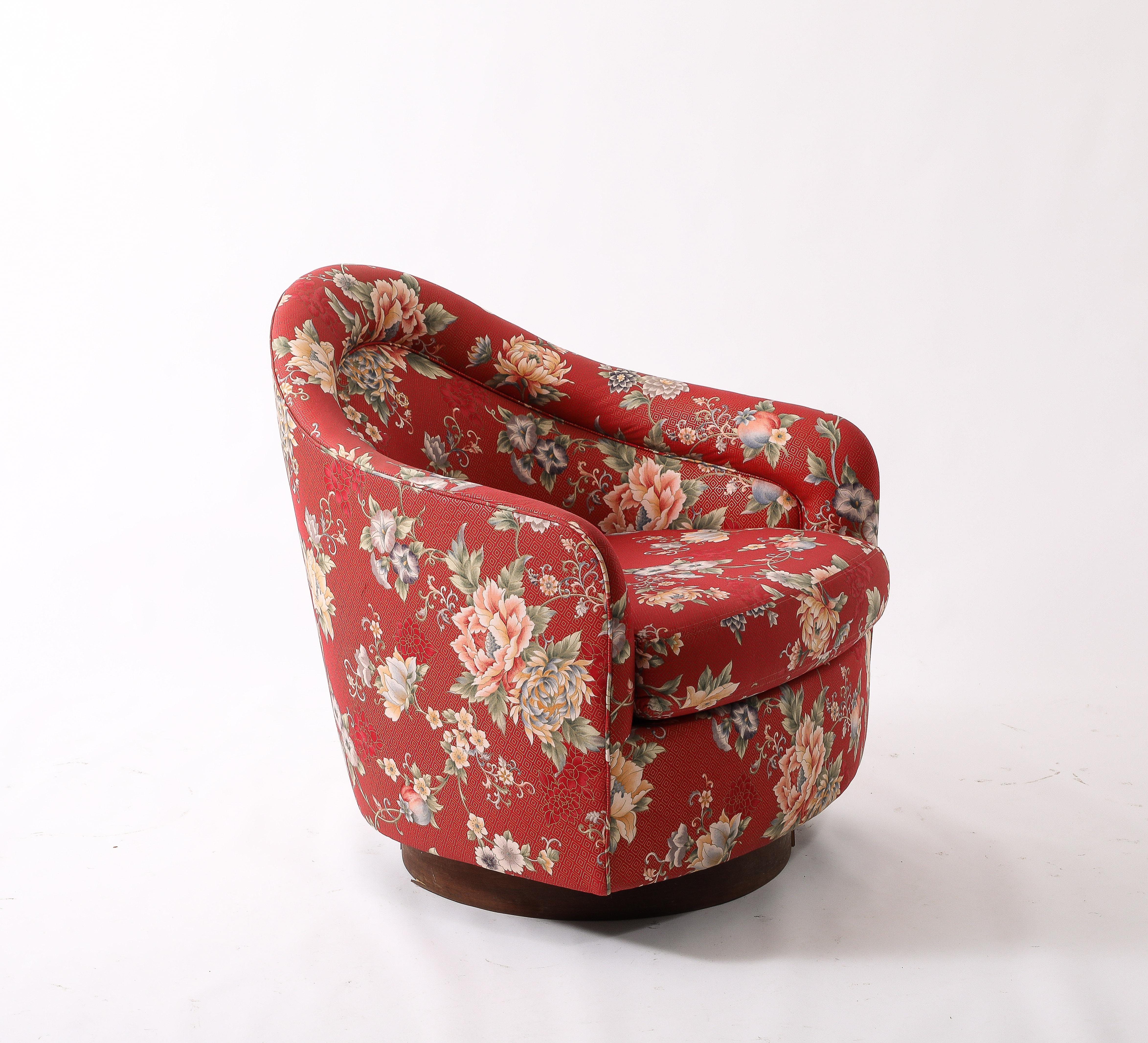 Floral Red Barrel Chairs  by Adrian Pearsall, USA 1950's For Sale 1