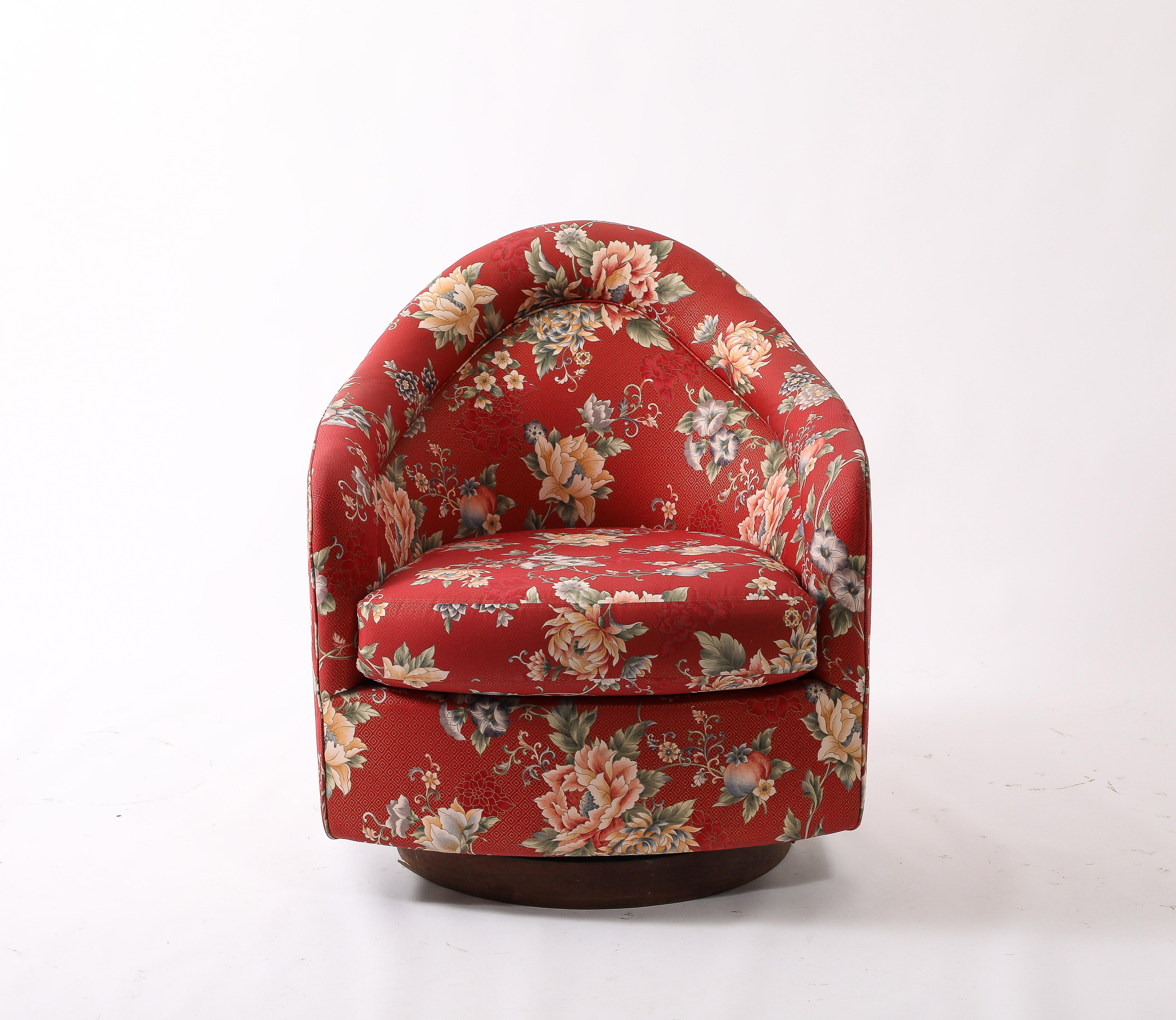 Floral Red Barrel Chairs  by Adrian Pearsall, USA 1950's For Sale 2