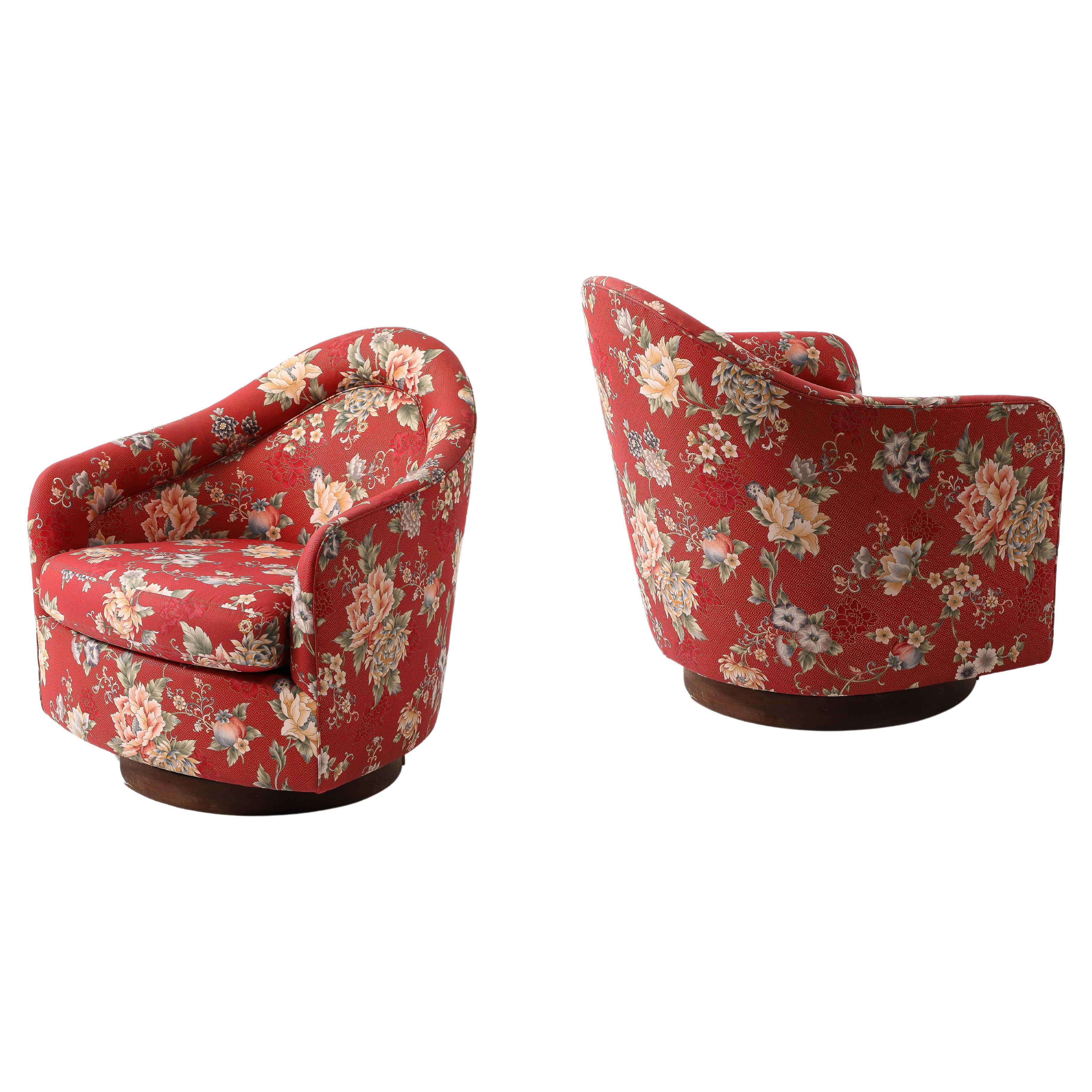Floral Red Barrel Chairs  by Adrian Pearsall, USA 1950's For Sale