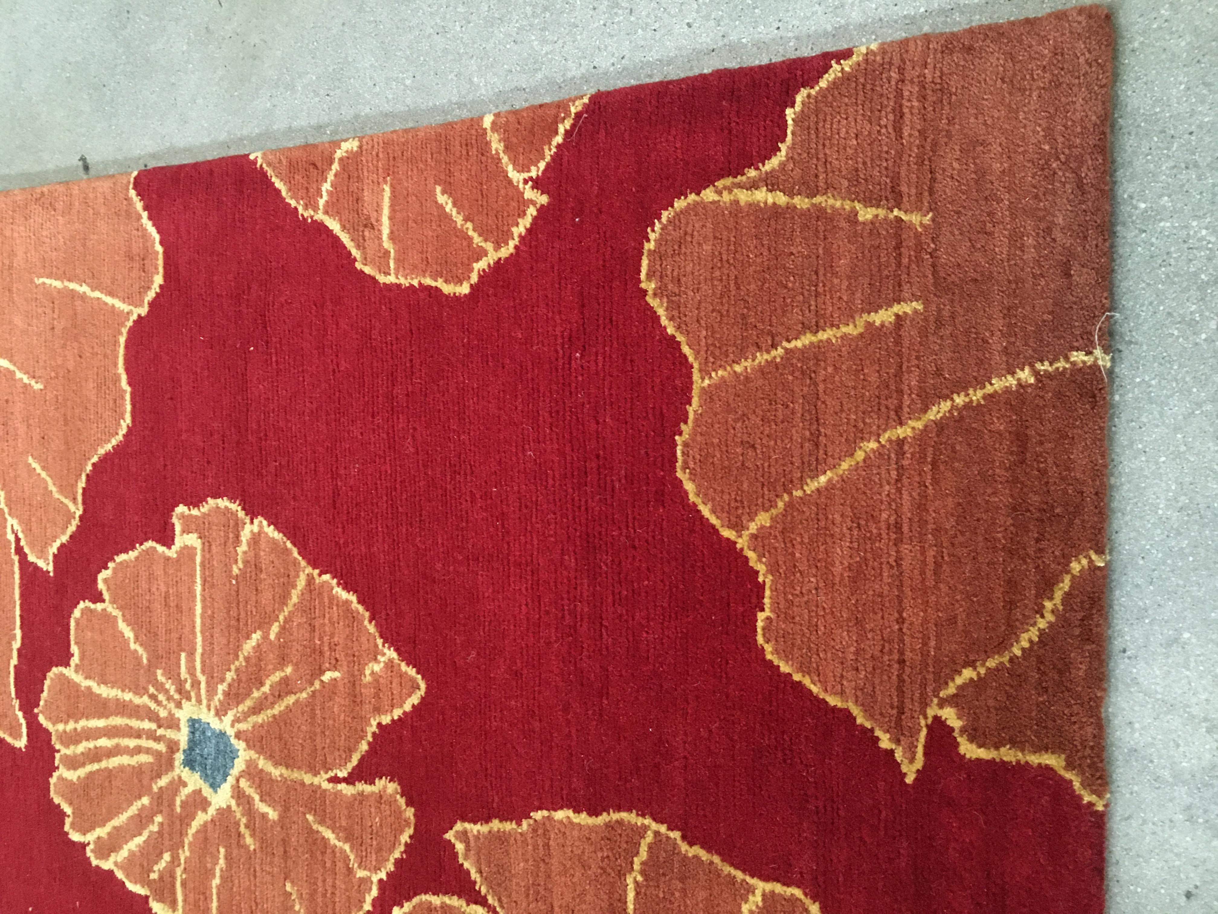 Nepalese Floral Red Rug For Sale