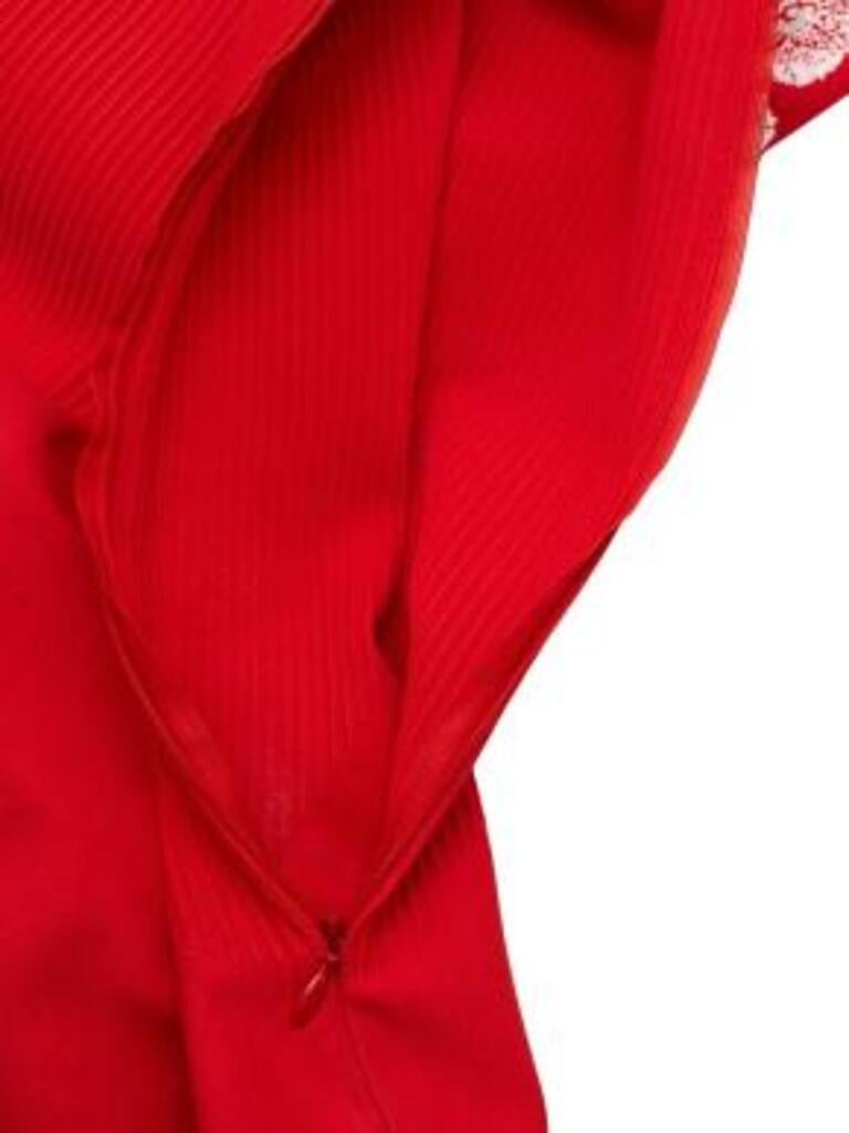 Floral Red Stretch Knit Skater Dress For Sale 3