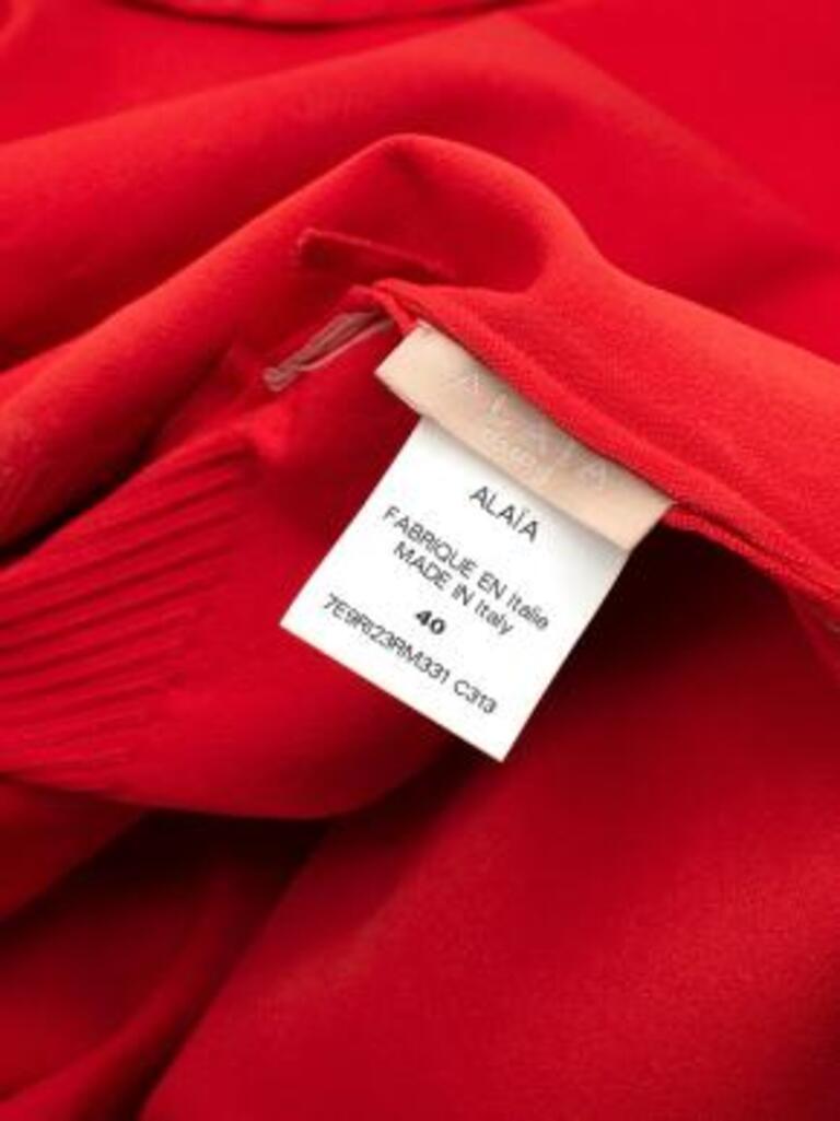 Floral Red Stretch Knit Skater Dress For Sale 4