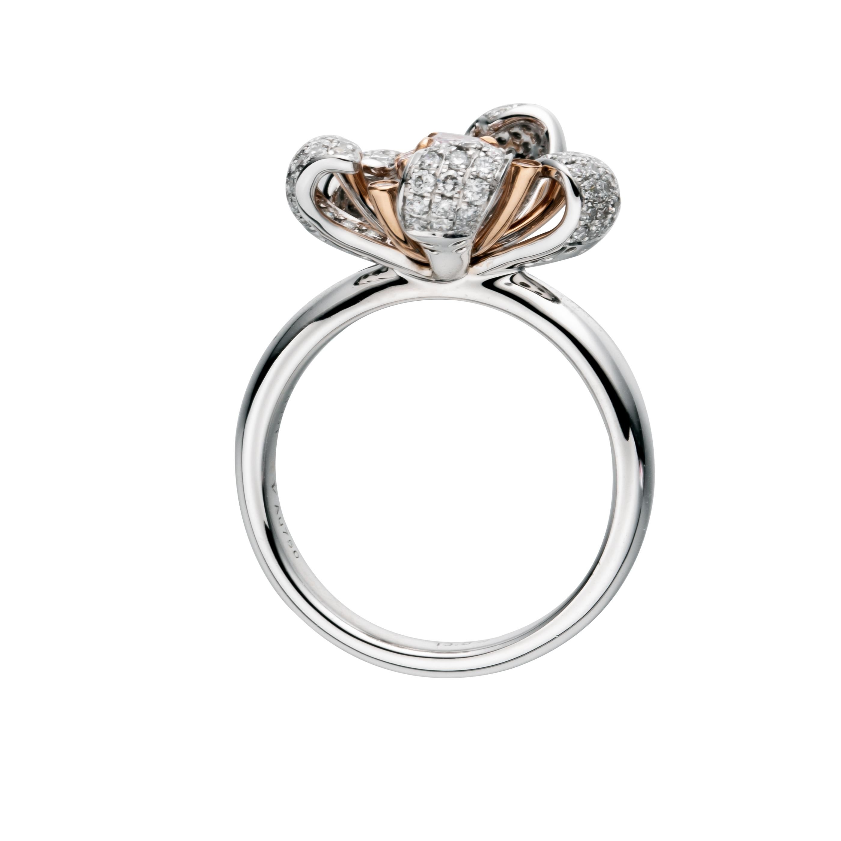 Cushion Cut Floral Ring GIA 0.26ct Fancy Pinkish Purple Natural Diamond Ring Luxury Jewelry For Sale