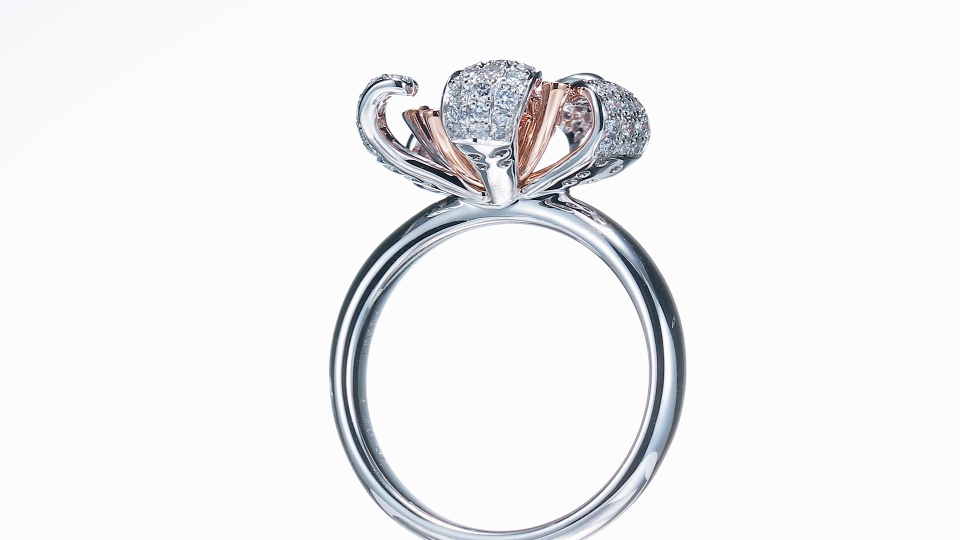 Floral Ring GIA 0.26ct Fancy Pinkish Purple Natural Diamond Ring Luxury Jewelry For Sale 1