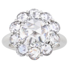 Floral Rose Cut Diamond Ring, 3.20 Carat