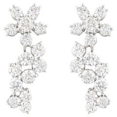 Pendientes florales de diamantes talla brillante redonda de 1,15 ct Joyas de oro blanco de 14k
