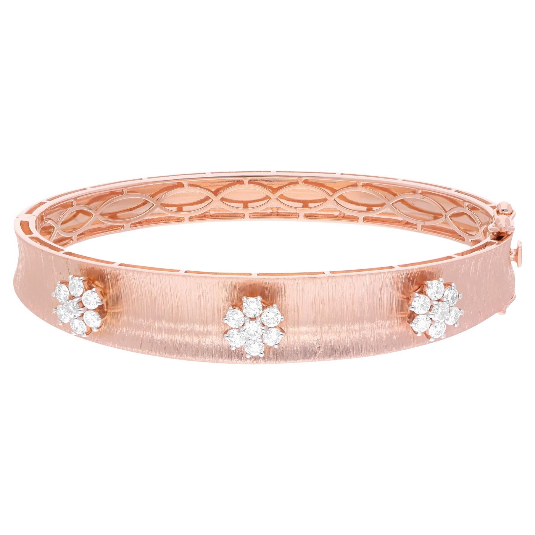 Bracciale con diamanti Floral Round Brilliant Cut SI/H 1.03Ct Oro rosa 14 carati