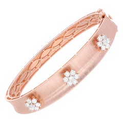 Brazalete de diamantes Floral talla brillante redonda SI/H 1,03 qt Oro rosa de 18 quilates