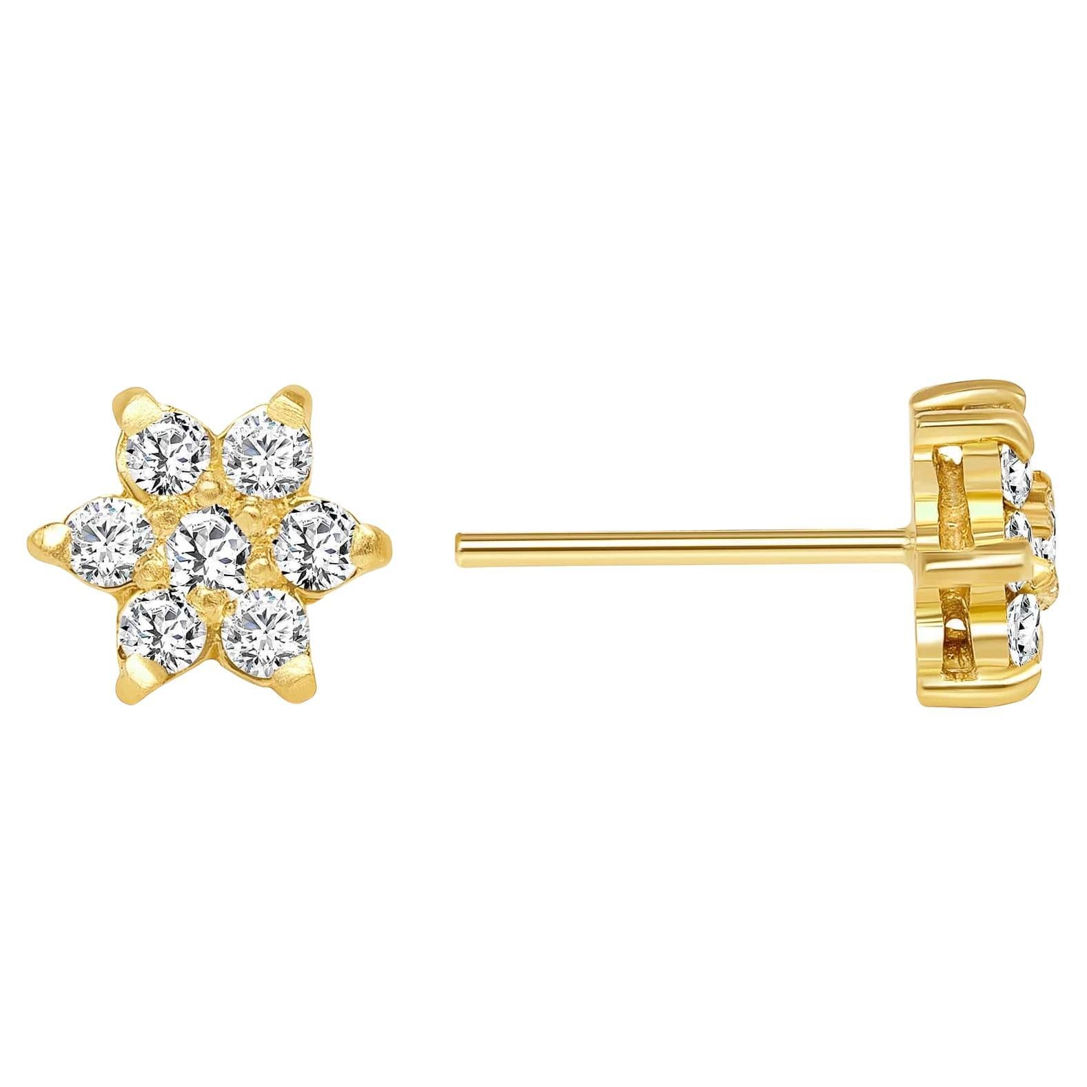 Ohrstecker aus 14 Karat Gelbgold mit rundem floralem Diamanten