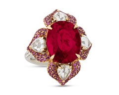 Floral Rubellite Tourmaline Ring, 9.41 Carats