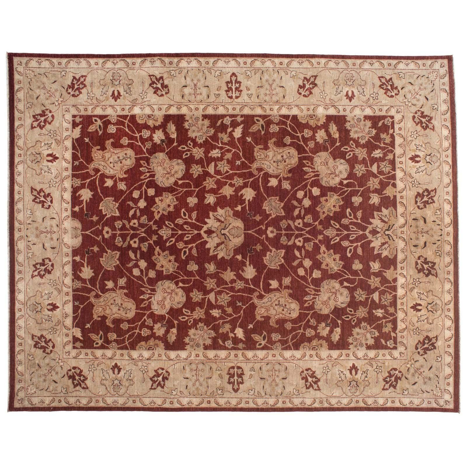 Floral Rug in Red and Beige