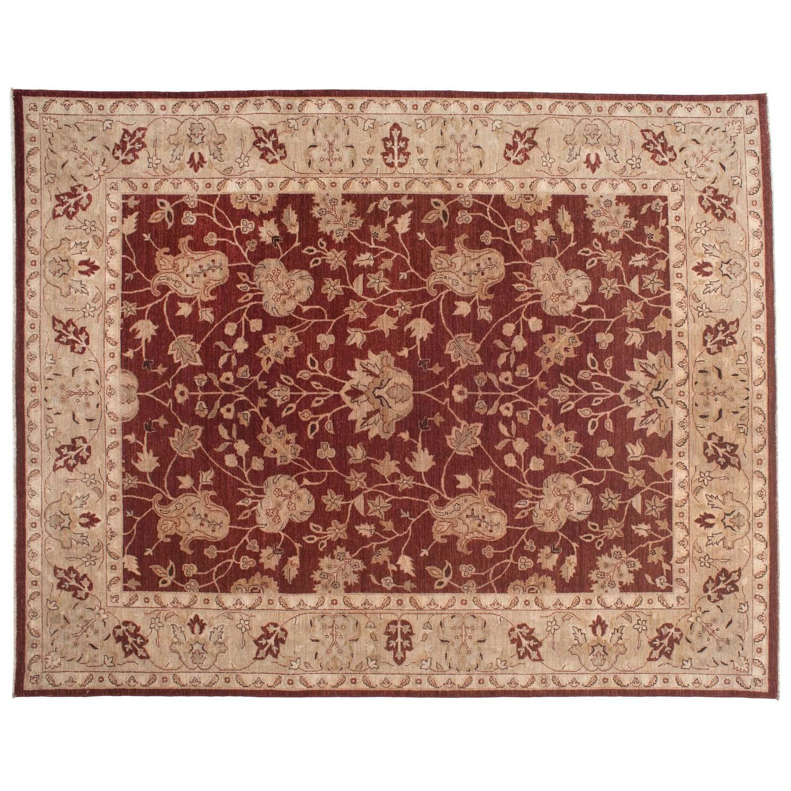 Floral Rug in Red and Beige 