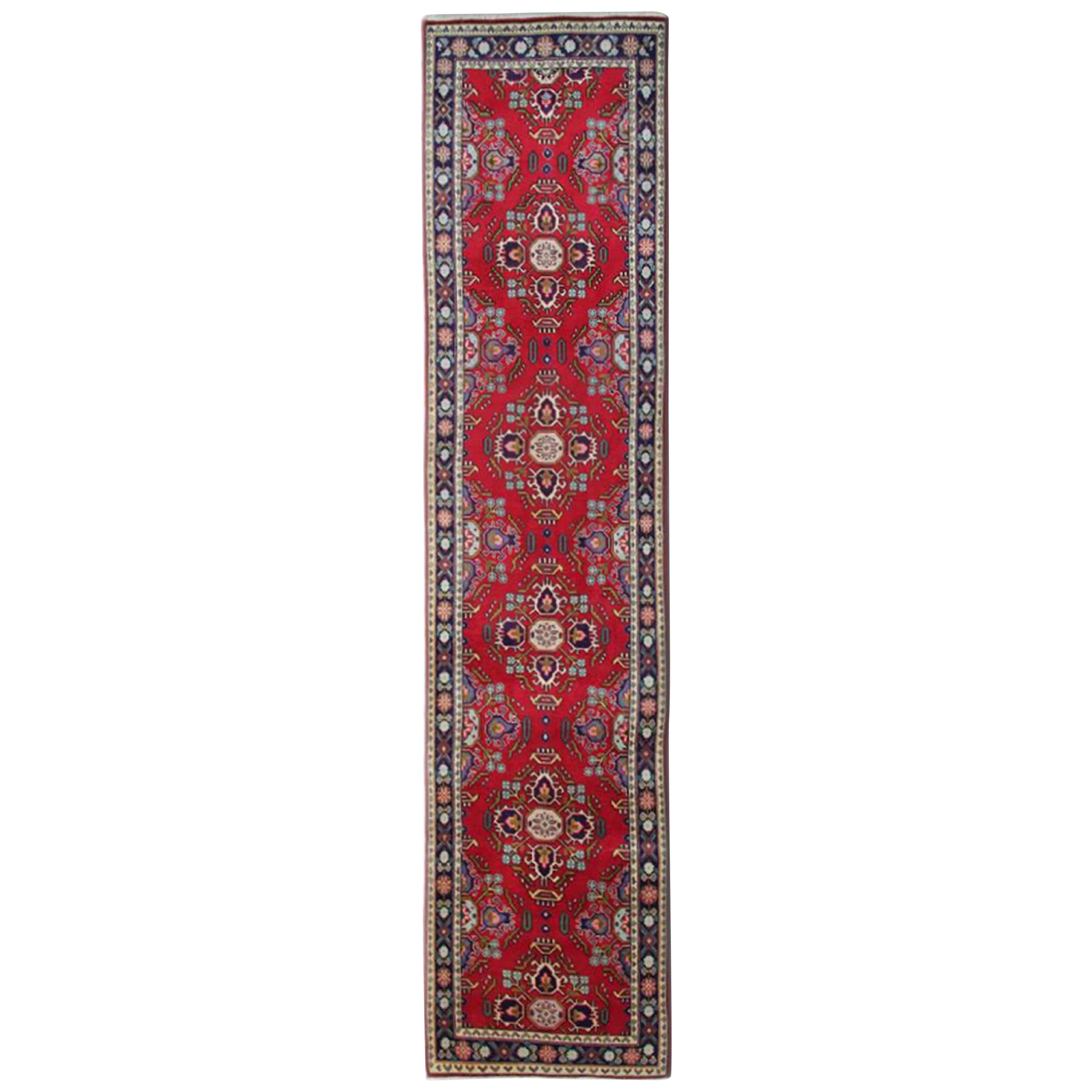 Tappeto Runner floreale, tappeto Runner rosso borgogna, tappeto in lana