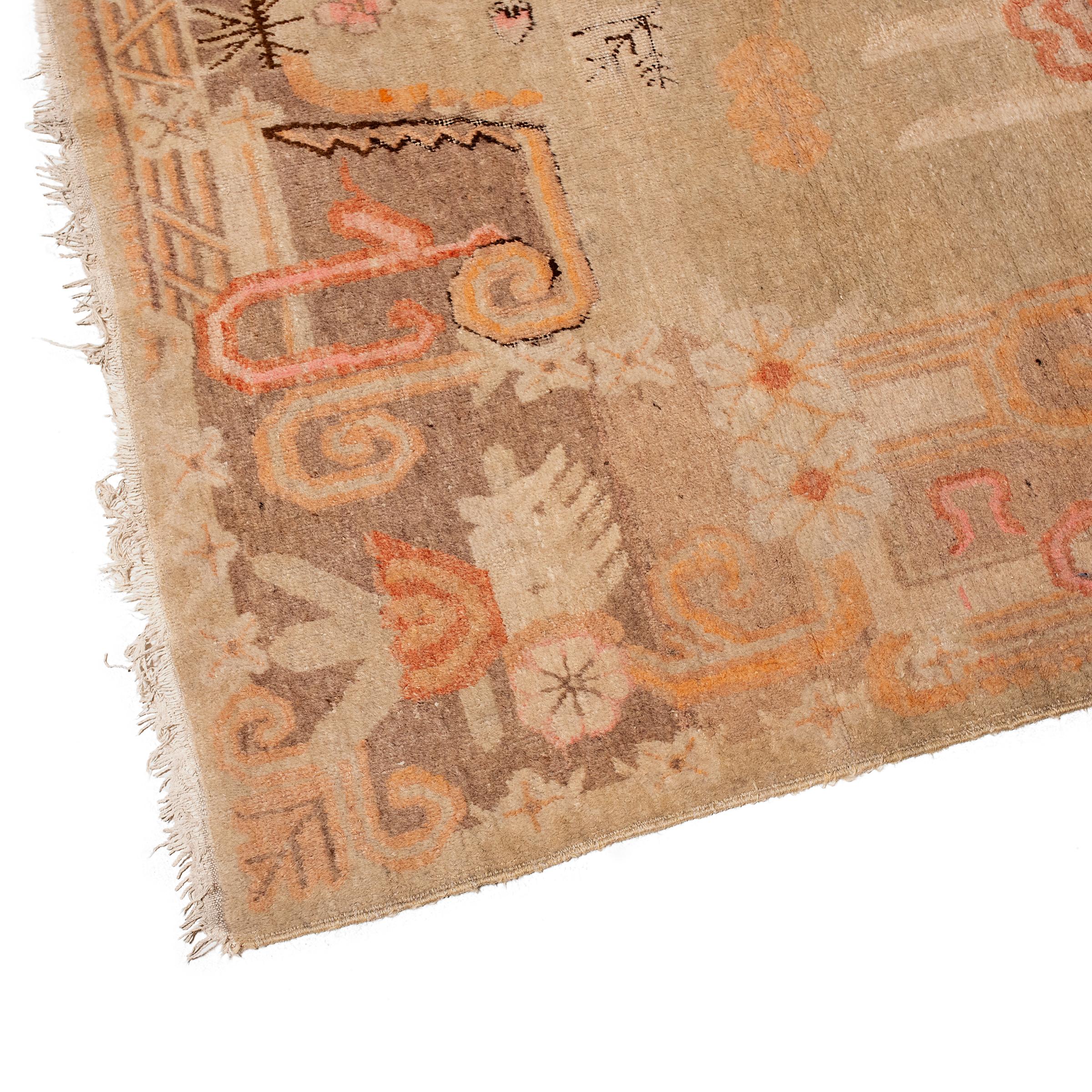 Turkestan Tapis Samarkand à fleurs, vers 1930 en vente