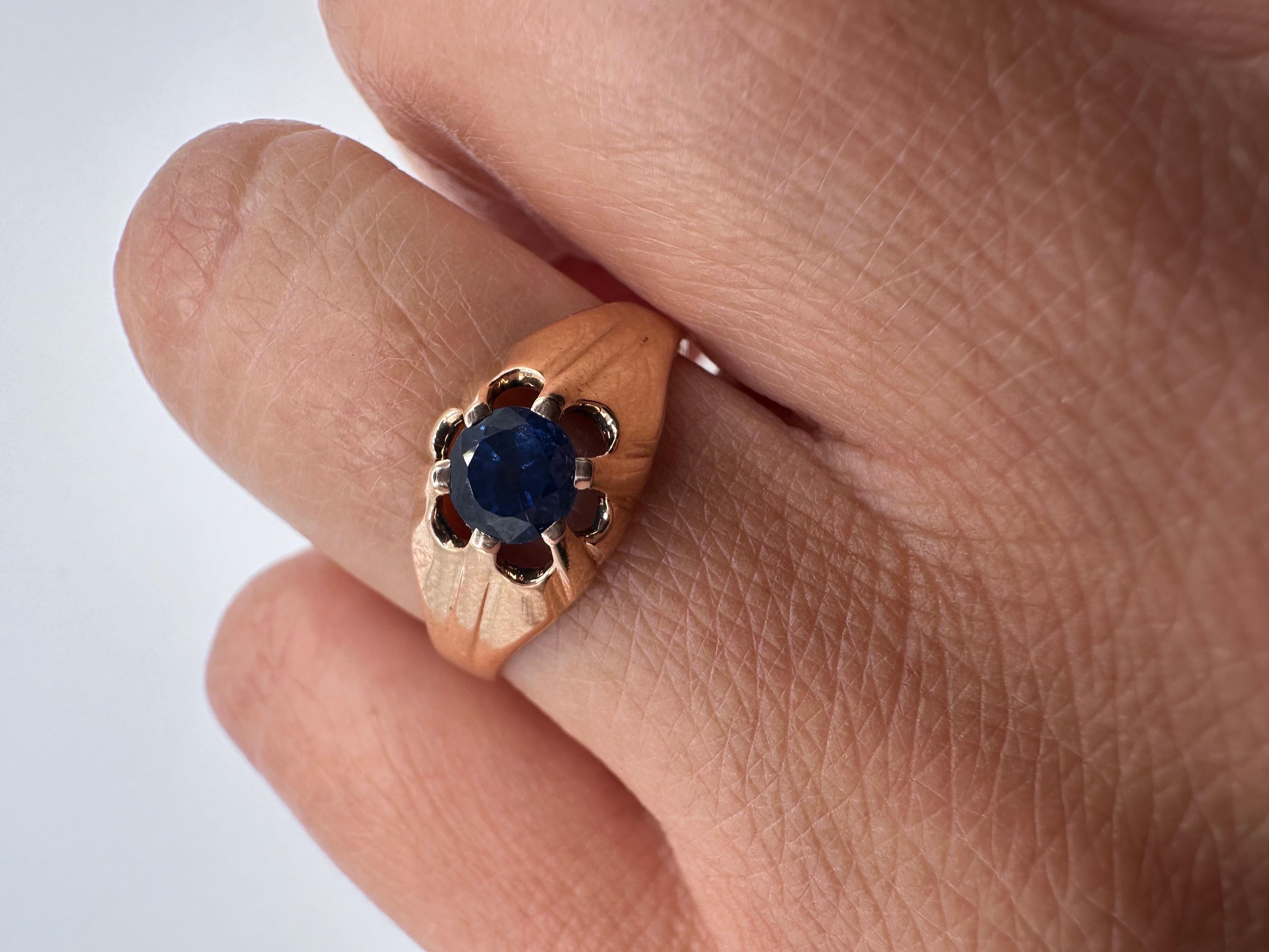Floral sapphire ring solitaire 14KT rose gold In New Condition For Sale In Boca Raton, FL