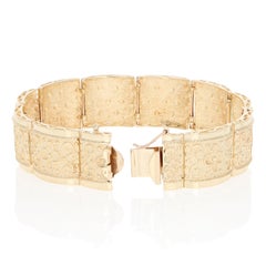 Floral Scroll Bracelet, 10 Karat Yellow Gold Curved Panel