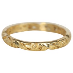 Floral Sculpted Yellow Gold Vintage-Inspired Wedding Band