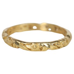 Floral Sculpted Yellow Gold Vintage-Inspired Wedding Band