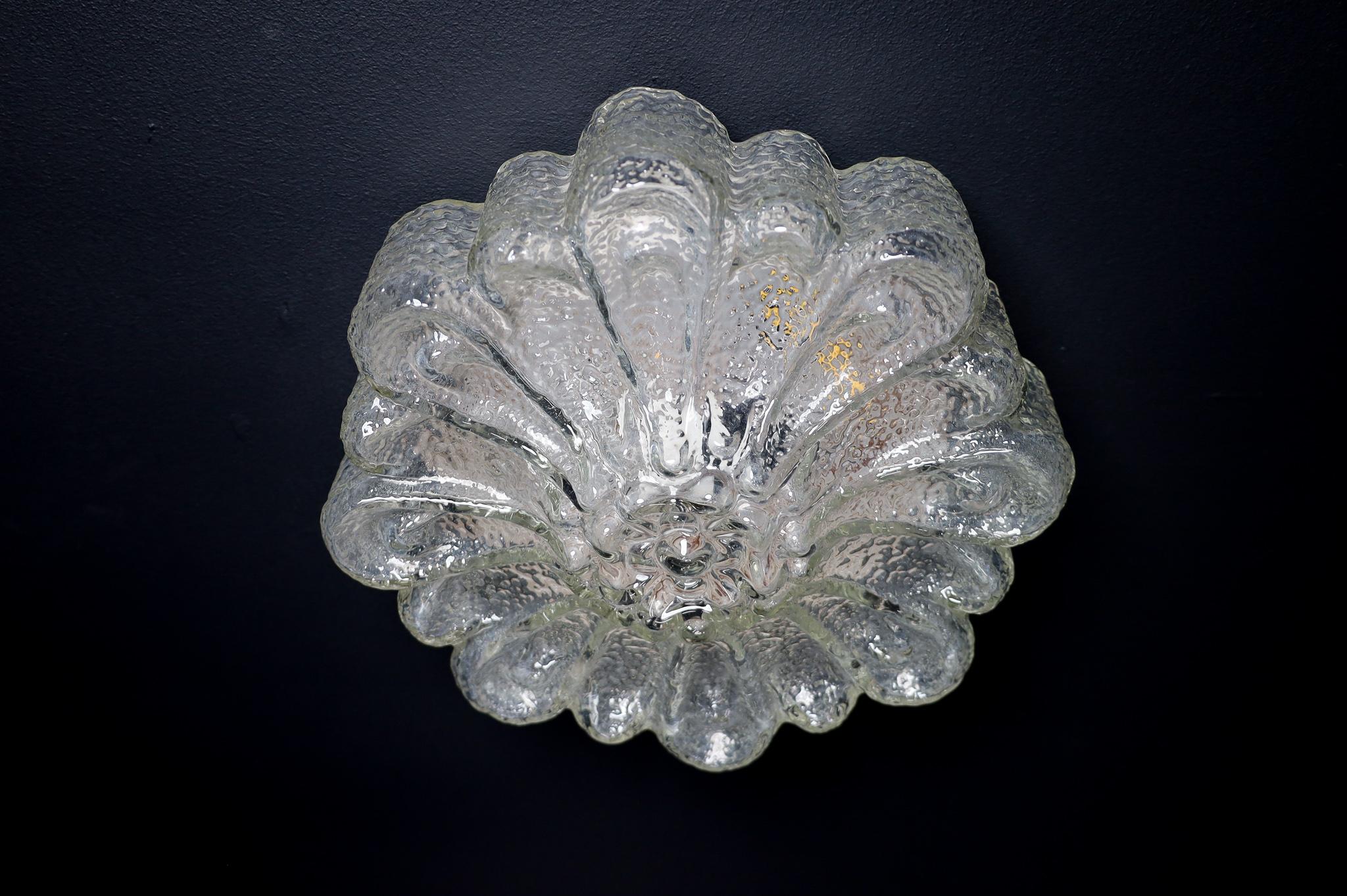 Glass Floral Shape Flush Mount or Wall Light Germany 1960s