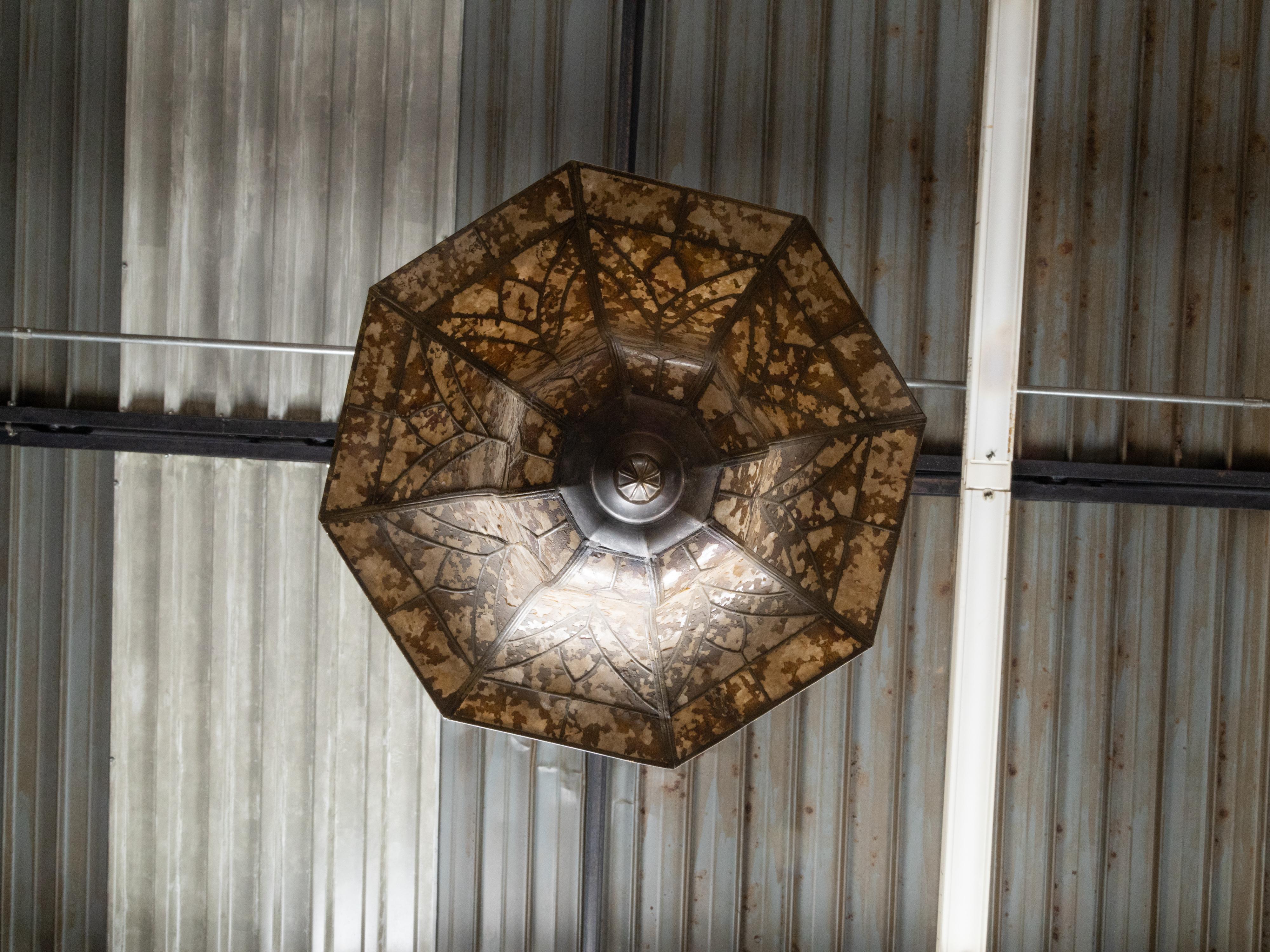 Floral Shaped Art Deco 1920s Mica Light Fixture, Wired for the USA 5
