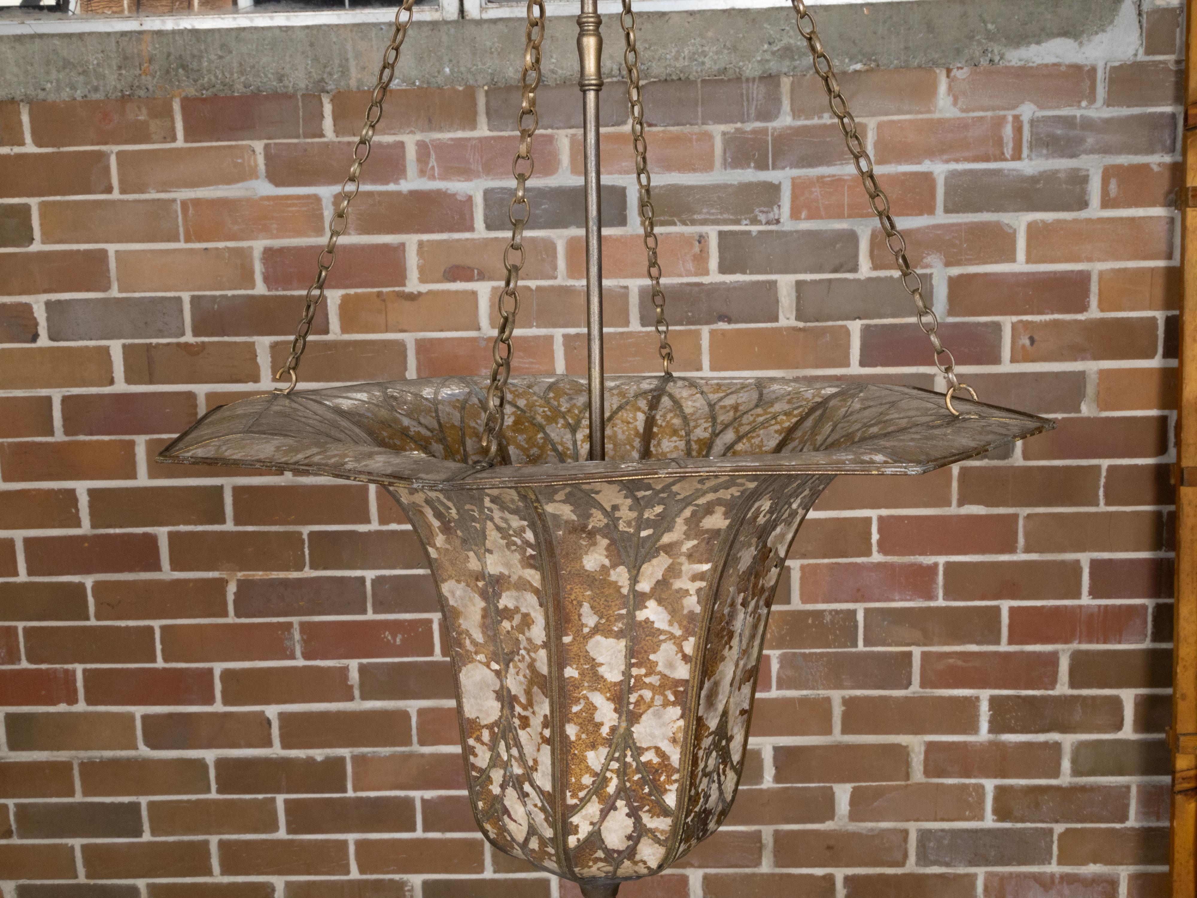 Floral Shaped Art Deco 1920s Mica Light Fixture, Wired for the USA 9