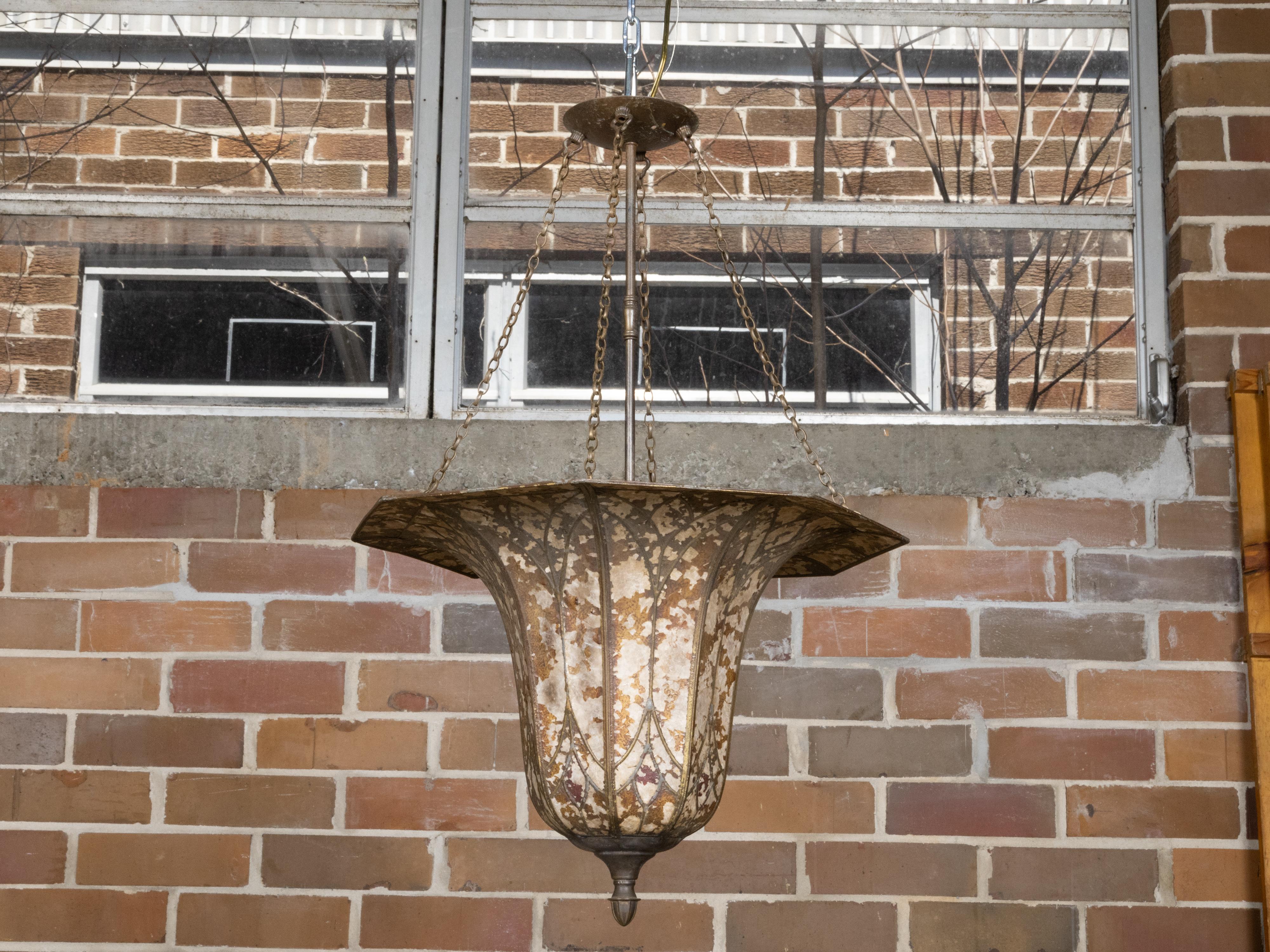 Other Floral Shaped Art Deco 1920s Mica Light Fixture, Wired for the USA