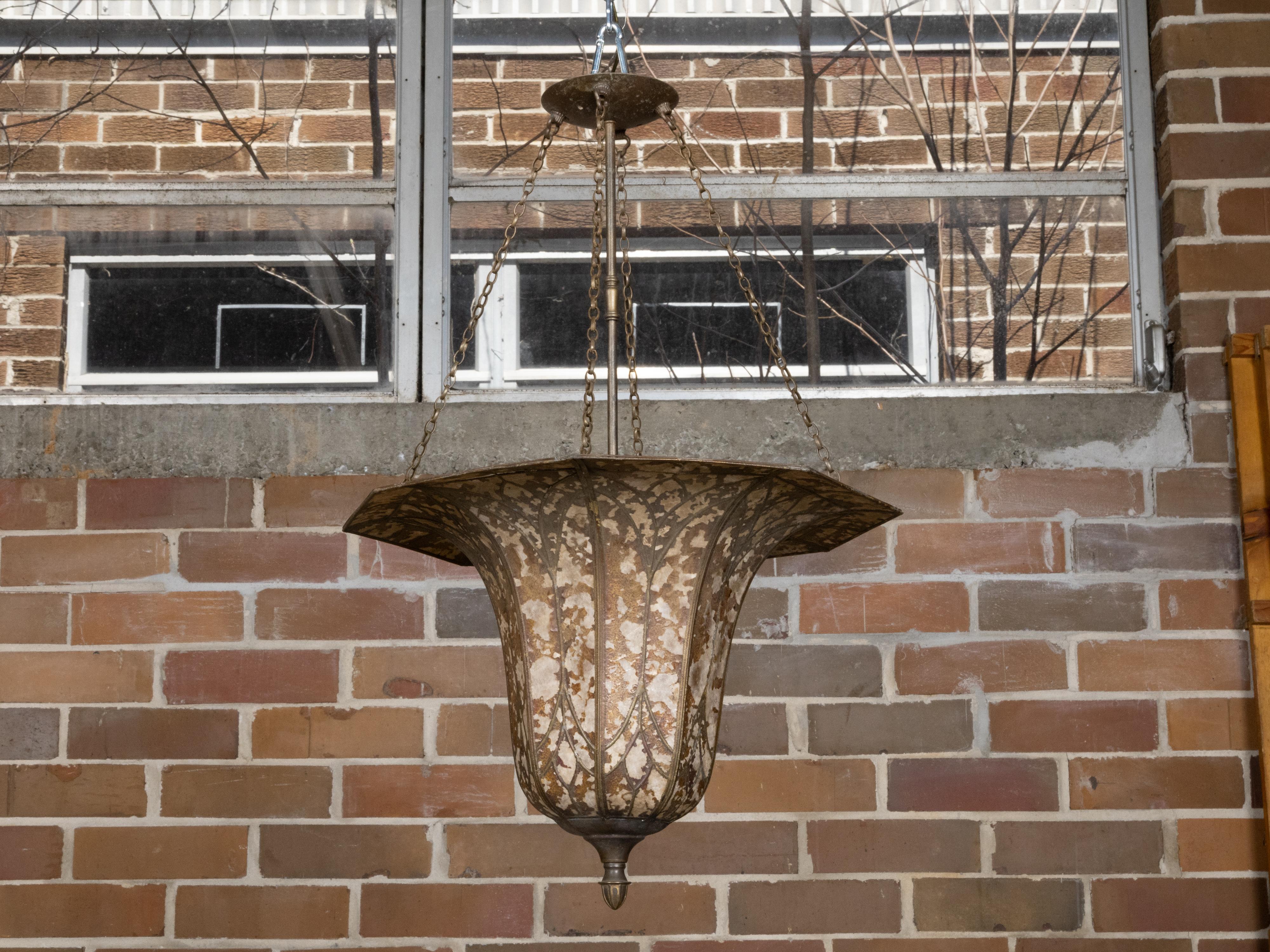 Floral Shaped Art Deco 1920s Mica Light Fixture, Wired for the USA 1