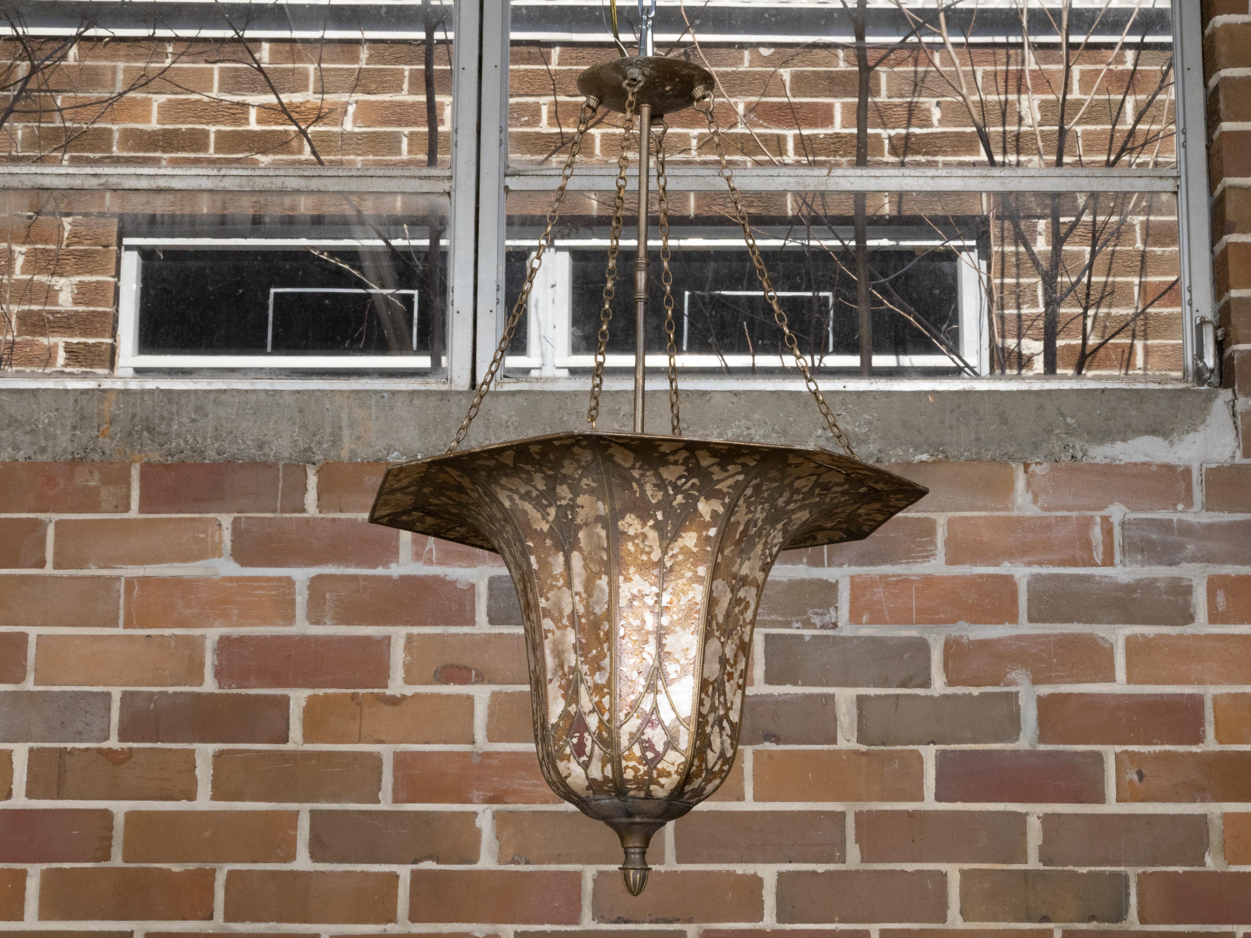 Floral Shaped Art Deco 1920s Mica Light Fixture, Wired for the USA 2