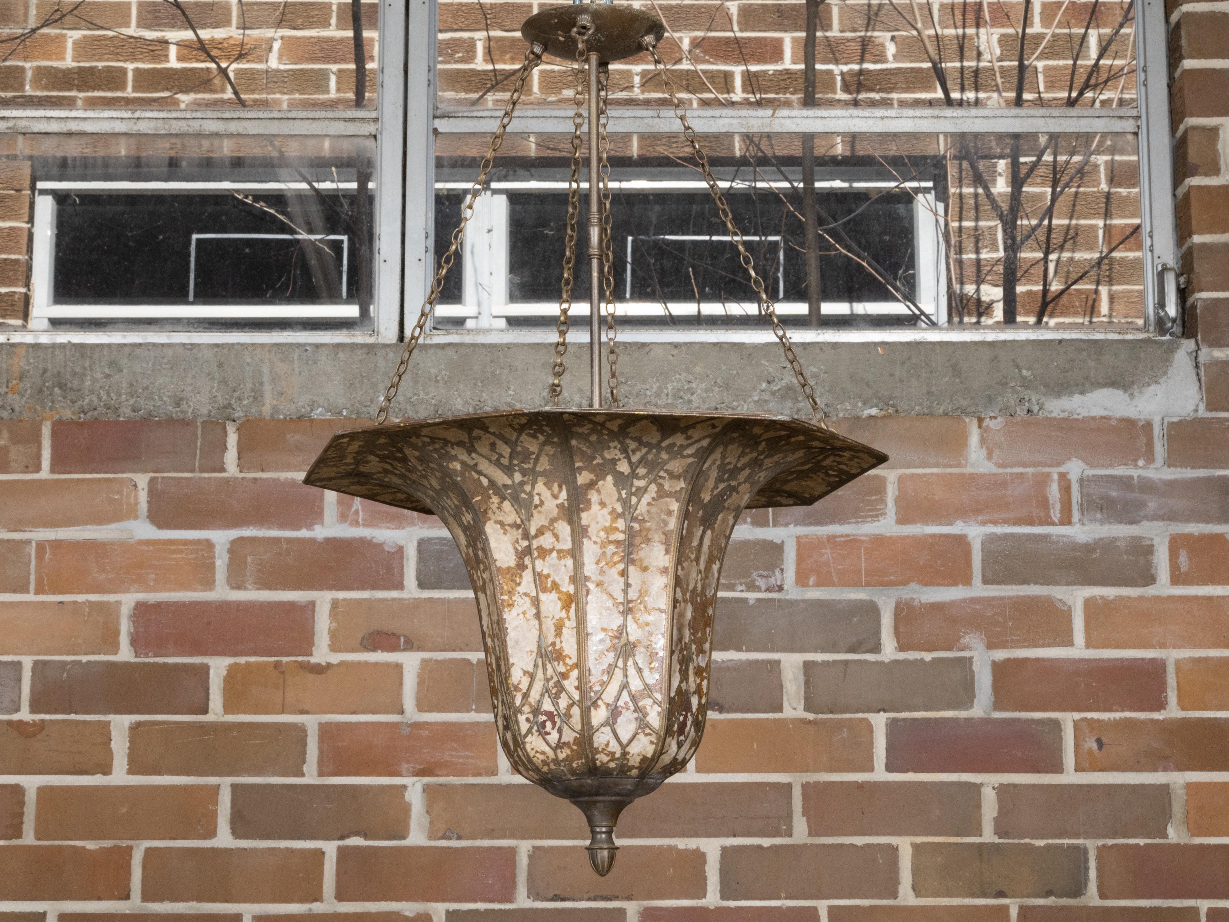 Floral Shaped Art Deco 1920s Mica Light Fixture, Wired for the USA 3