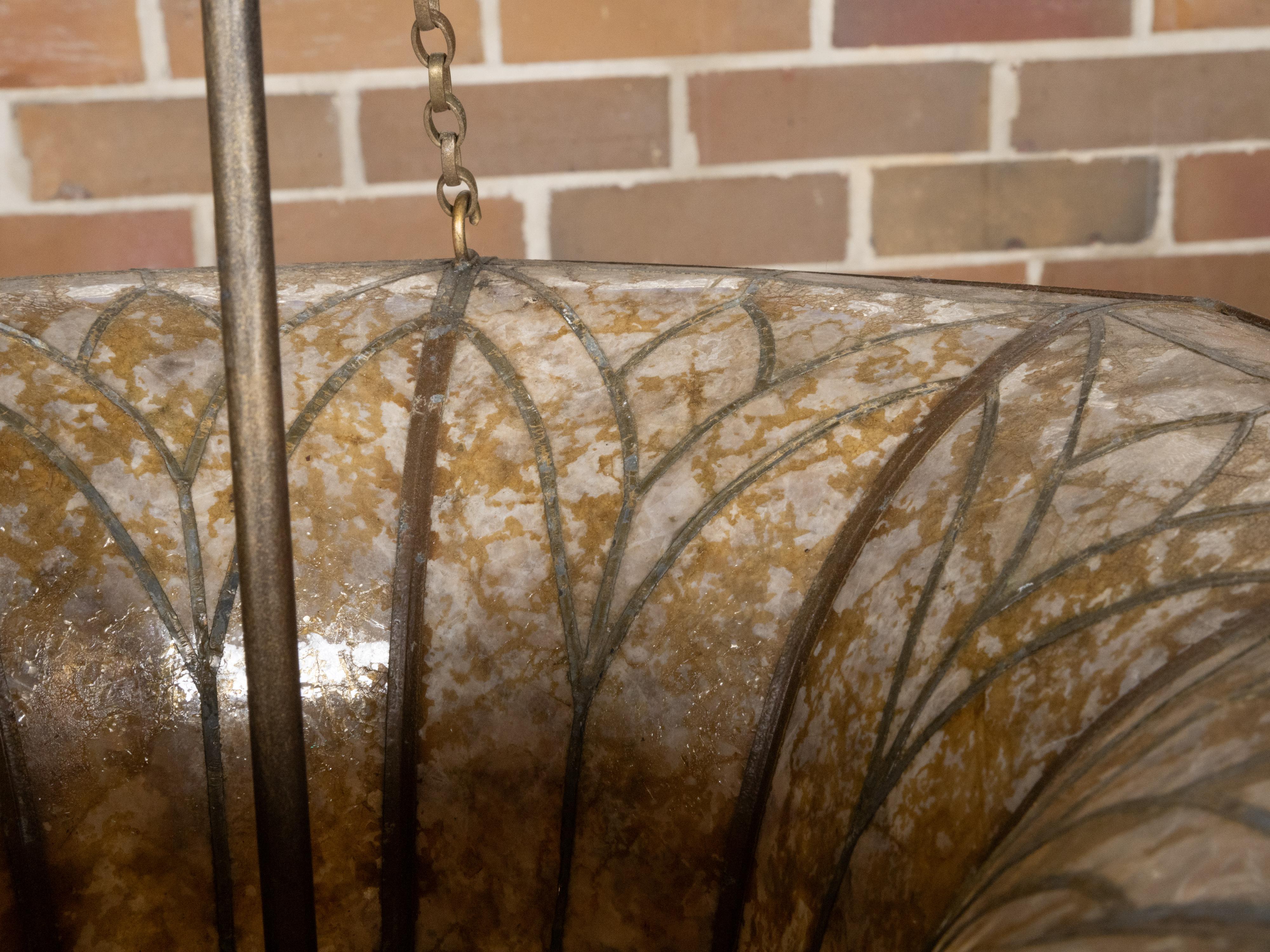 Floral Shaped Art Deco 1920s Mica Light Fixture, Wired for the USA 4