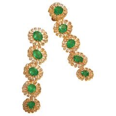 Floral Shoulder Dusters with 23.57 Carat Zambian Emeralds & 15.77 Carat Diamond