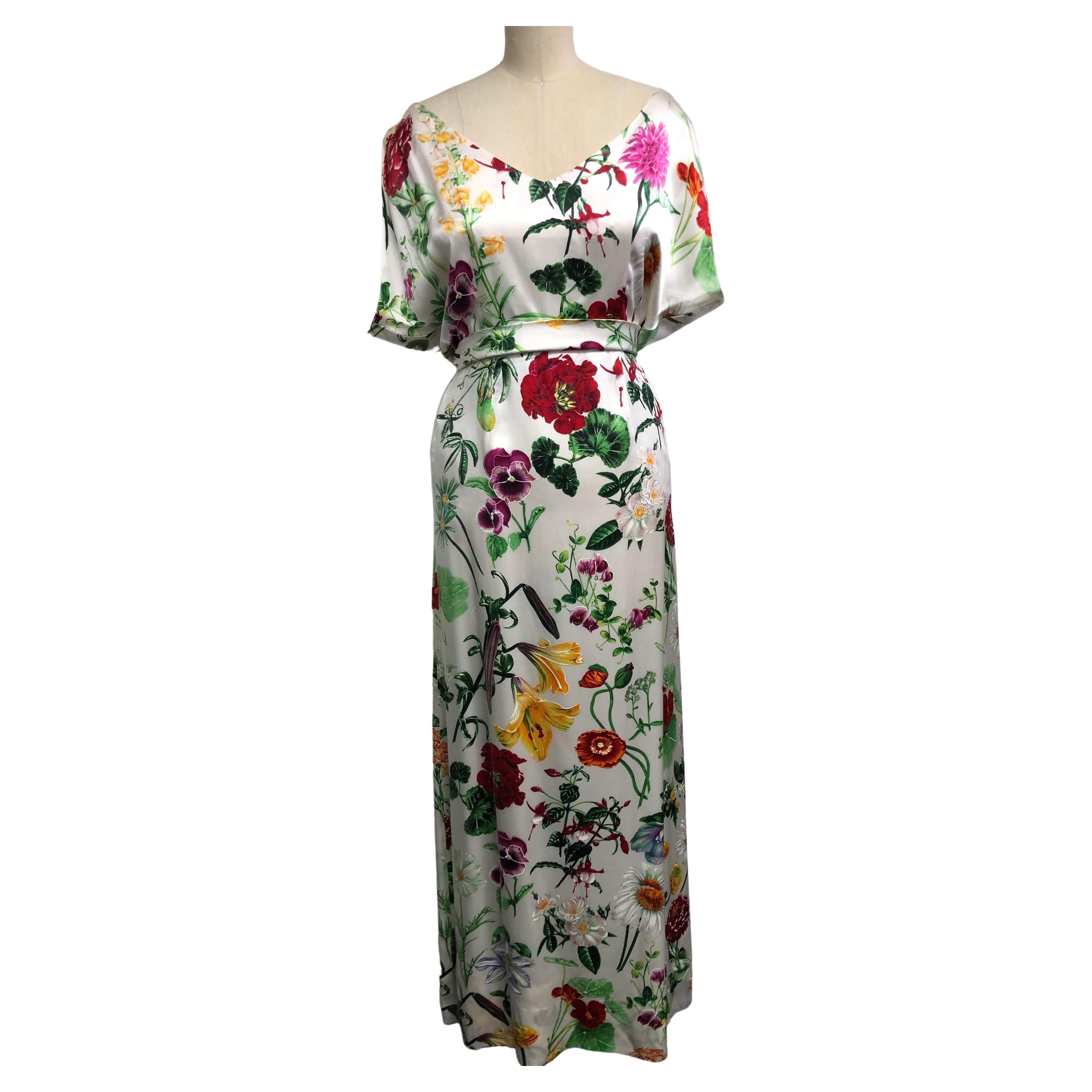 Floral Silk Blouson Long Dress 2008 For Sale