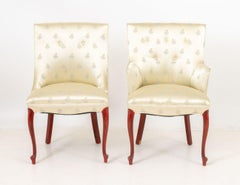 Floral Silk Upholstered Chairs, 2