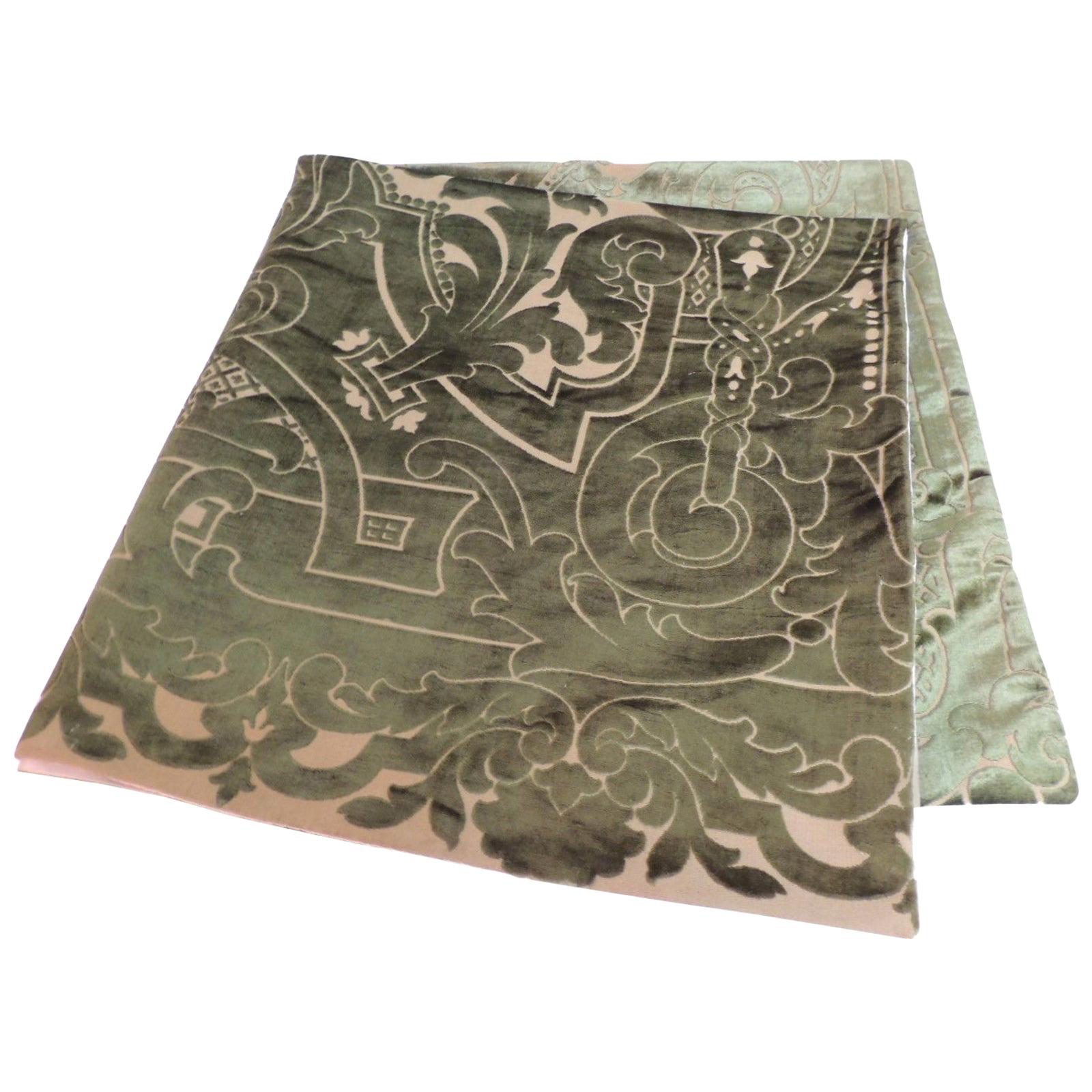 Floral Silk Velvet Gaufrage Green Throw