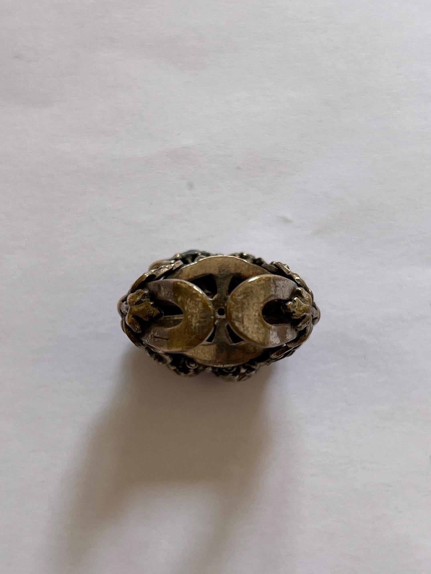 Anello floreale d'argento con ametista regolabile In condizioni buone in vendita a PARIS, FR
