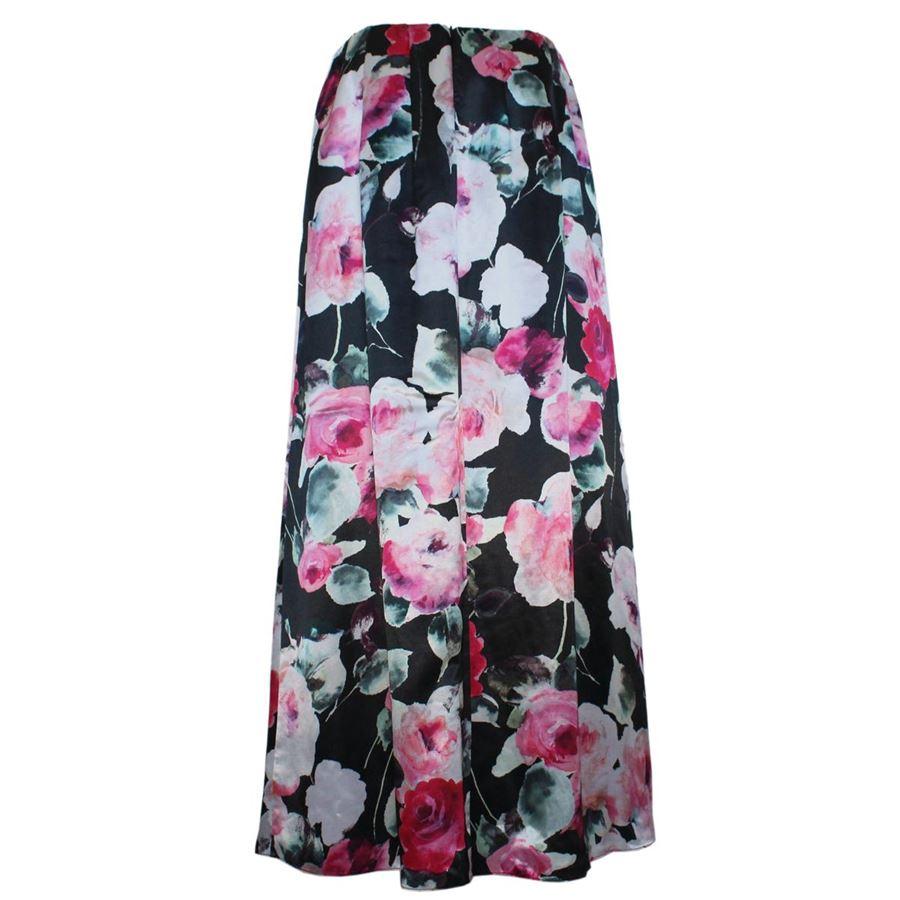 Long skirt Viscose Floral theme Multicolored roses print Trapeze style Total length cm 107 (42 inches)
