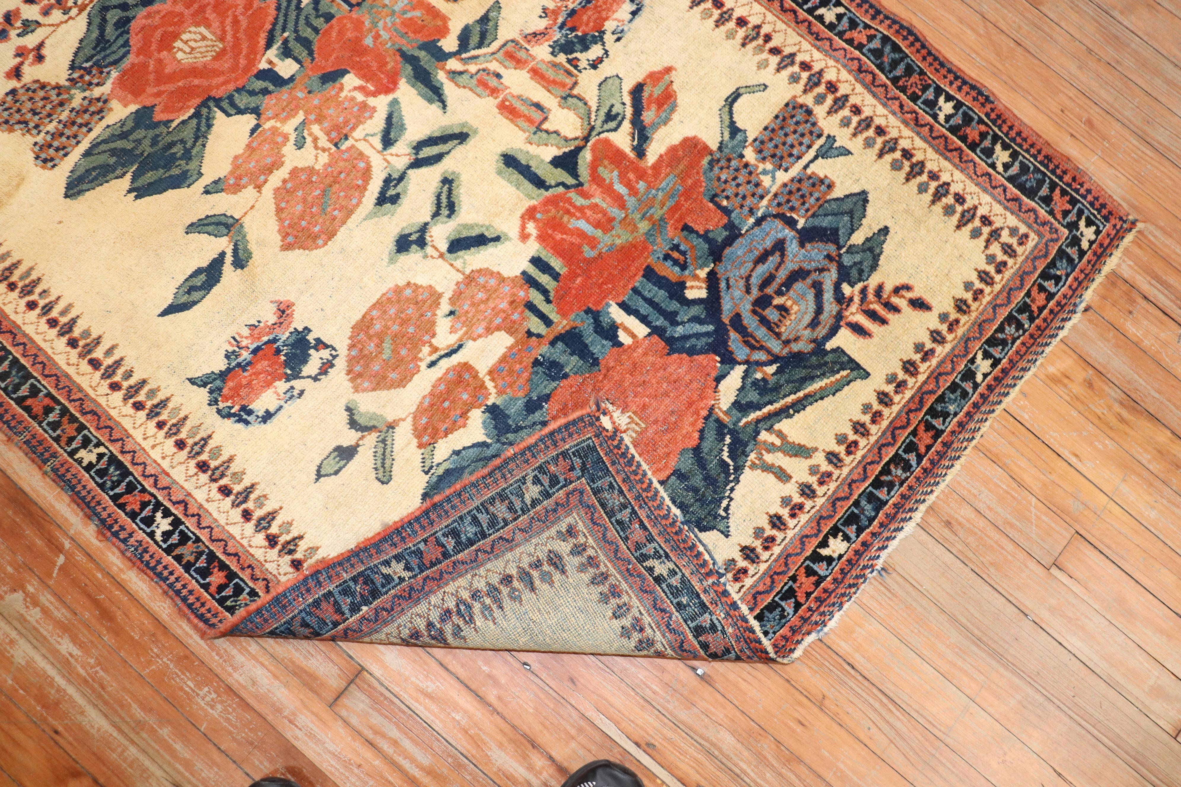 Floral Square Persian Afshar Rug For Sale 1