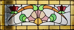 Floral Stained Glass Window 18" x 41"